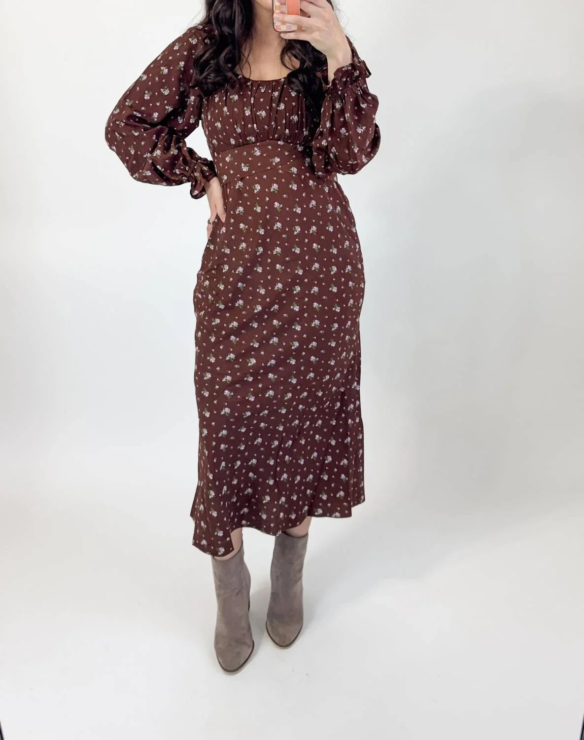 Holiday Midi Dress In Chocolate