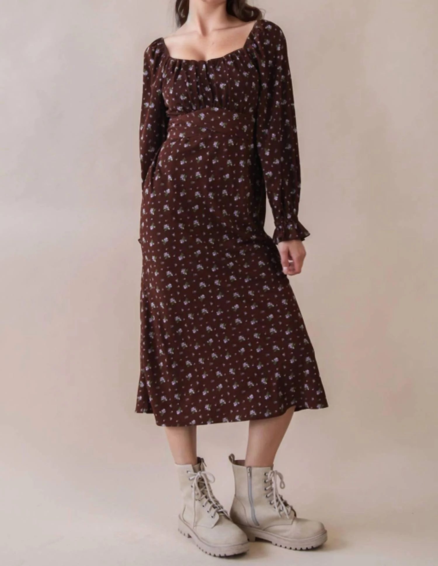 Holiday Midi Dress In Chocolate - Image 3