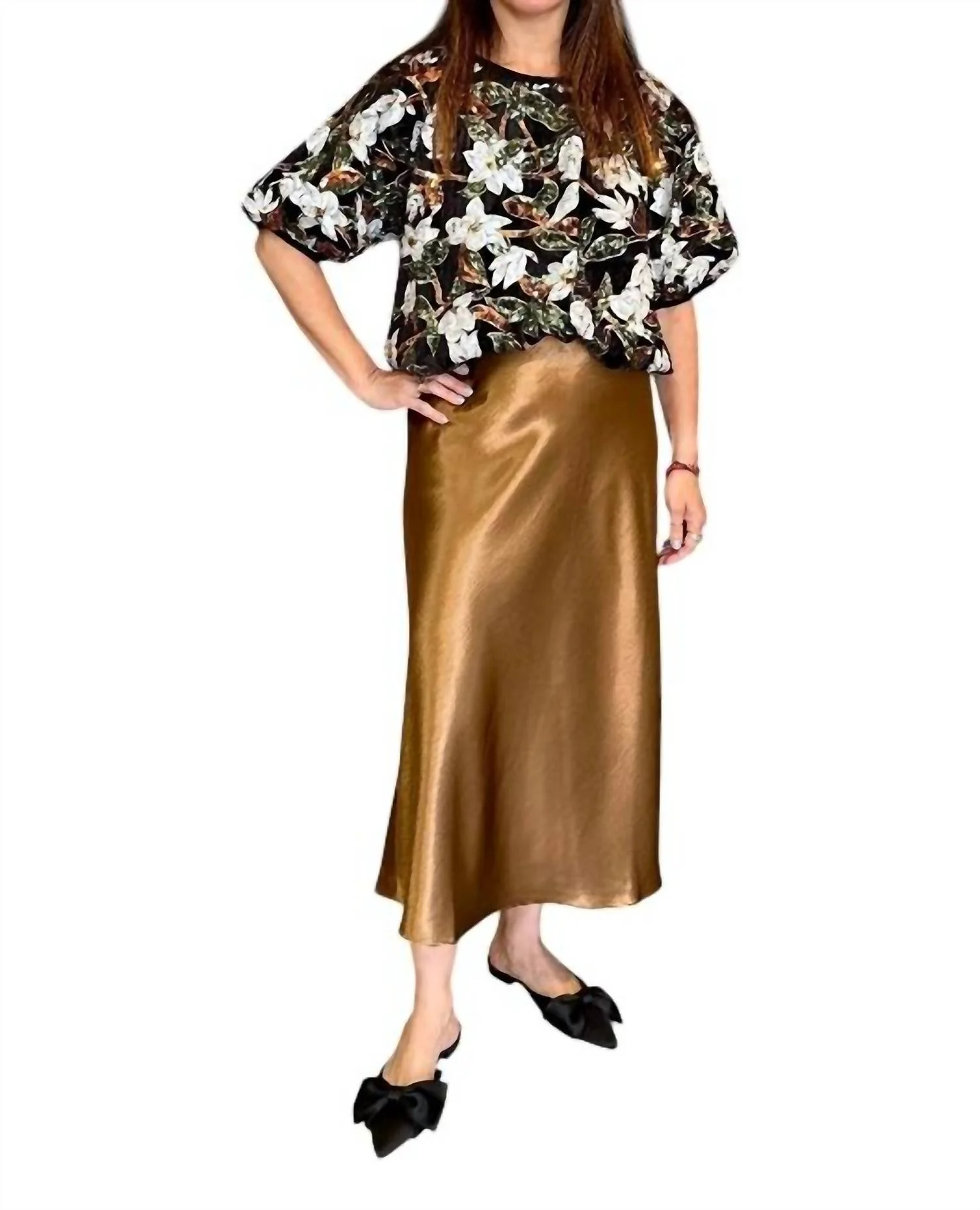 Holly Floral Sequin Top In Black Multi
