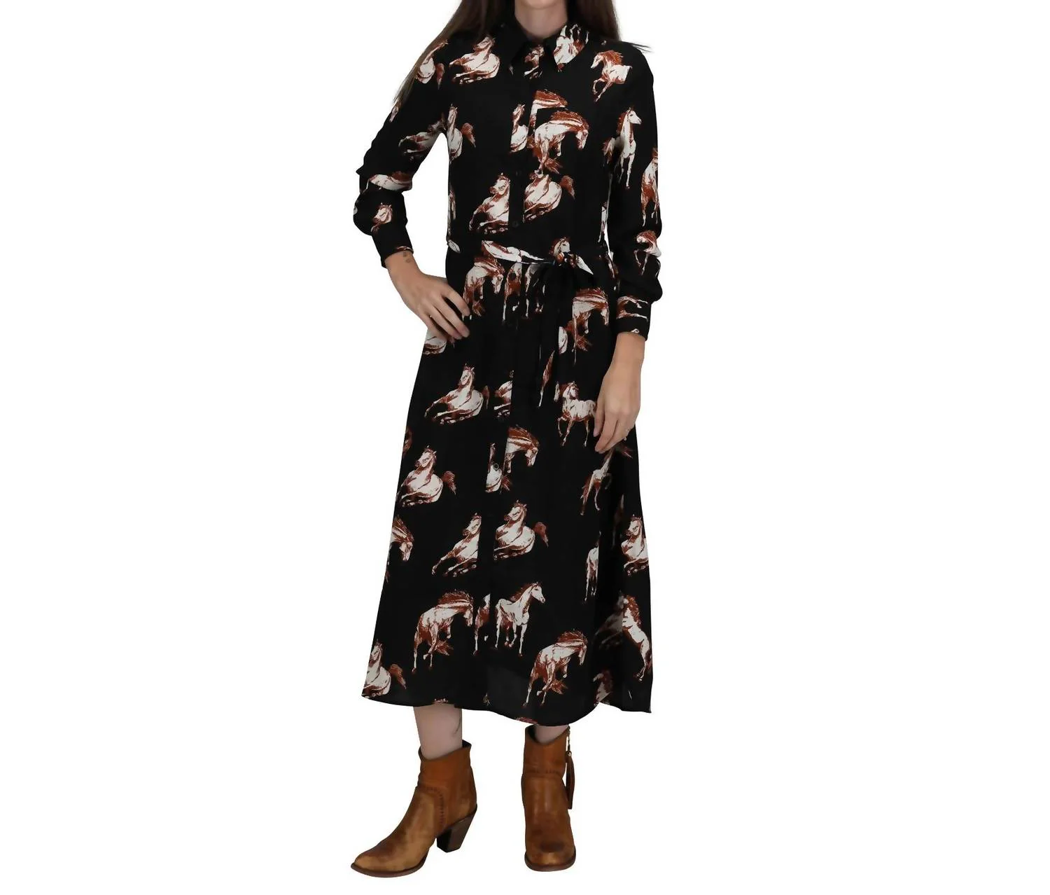 Horse Print Dress In Black
