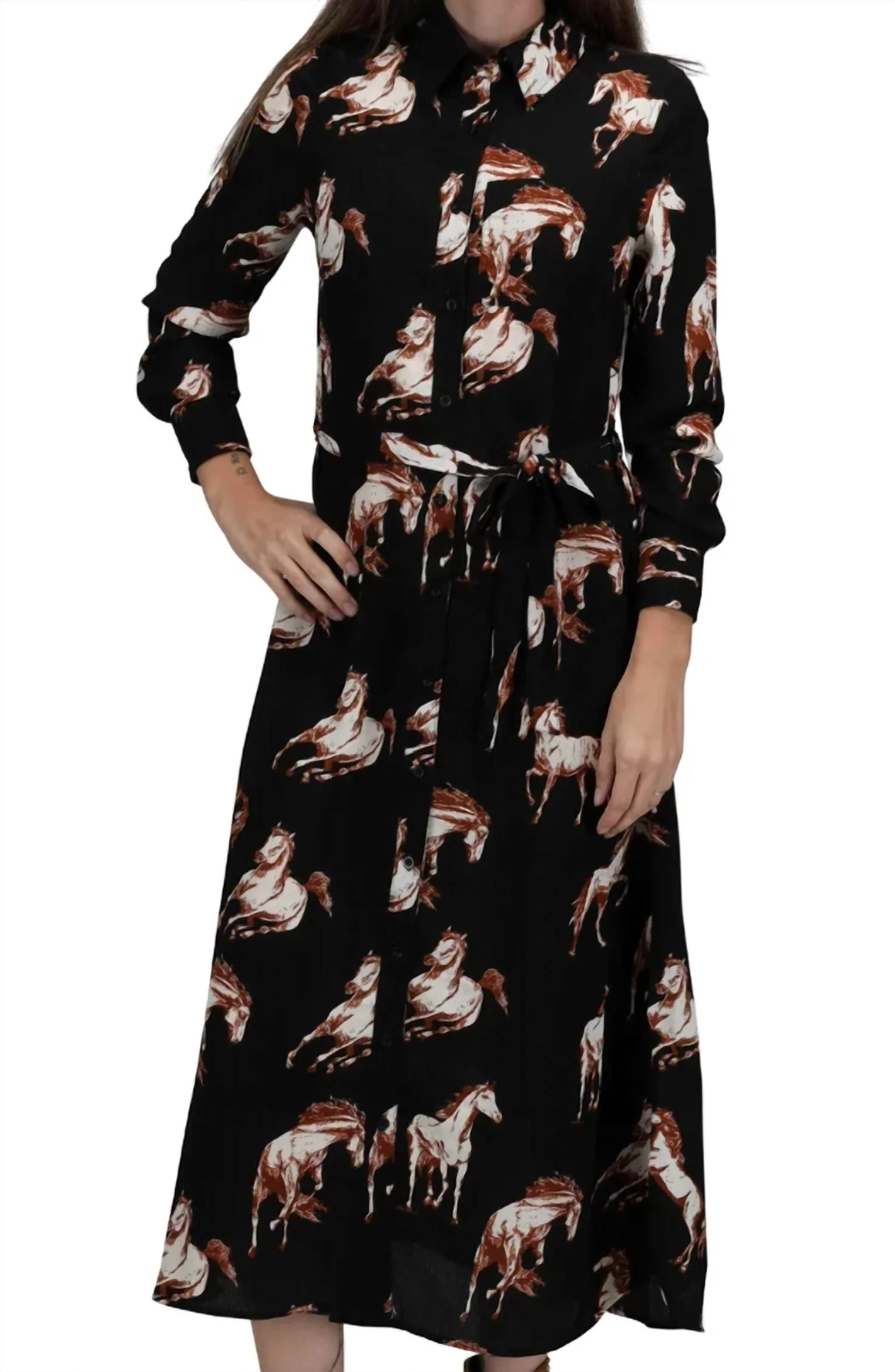 Horse Print Dress In Black - Image 2