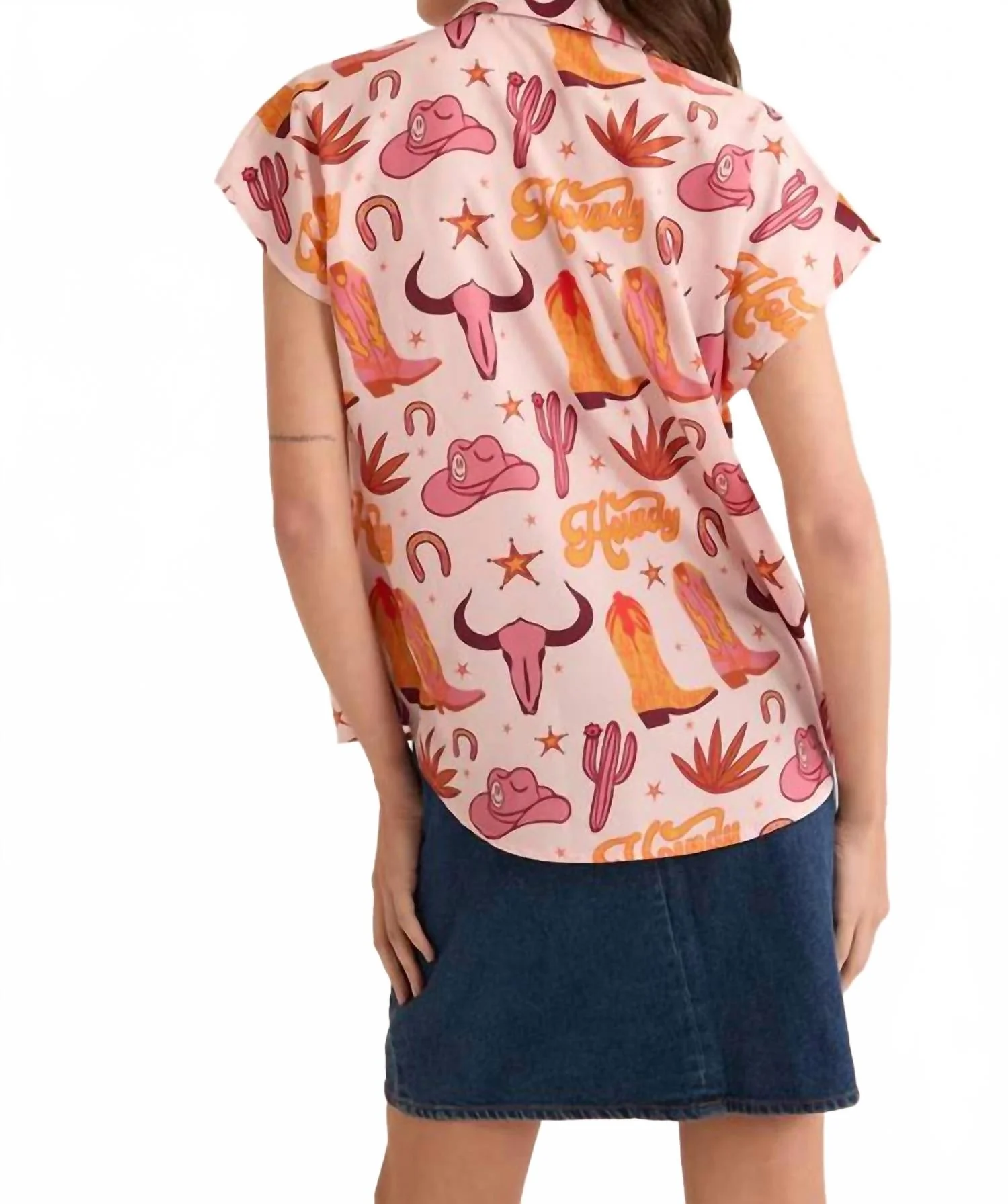 Howdy Daisy Shirt Top In Pink Multi - Image 3
