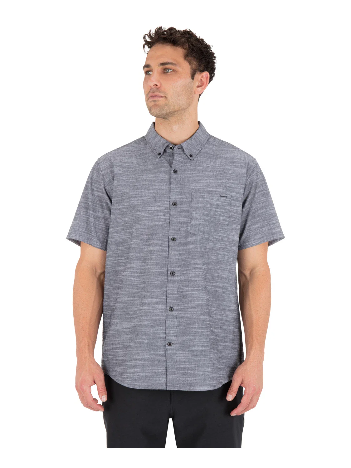 Hurley Icon Shirt Men's Black Woven Stretch Short Sleeve Button-Down DSGL1214 - Image 3