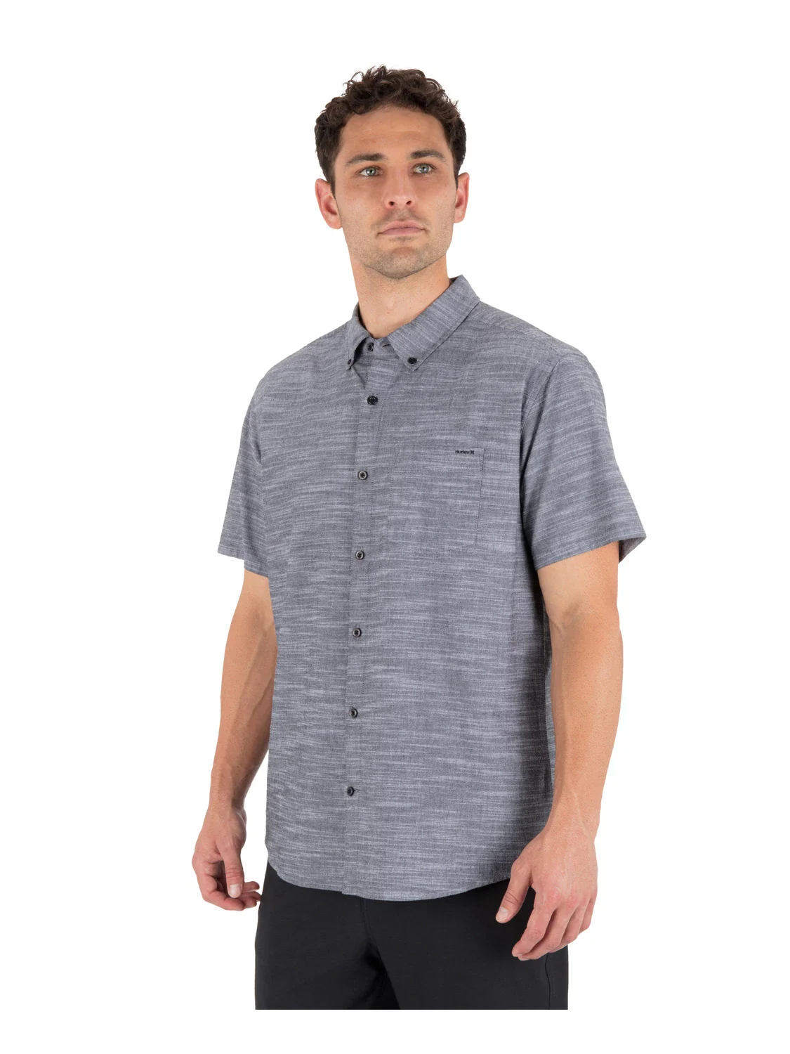 Hurley Icon Shirt Men's Black Woven Stretch Short Sleeve Button-Down DSGL1214 - Image 6