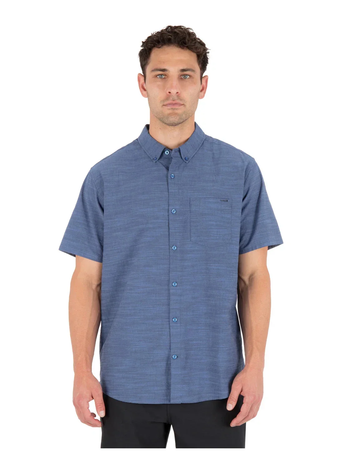 Hurley Icon Shirt Men's Obsidian Stretch Short Sleeve Button-Down DSGL1218