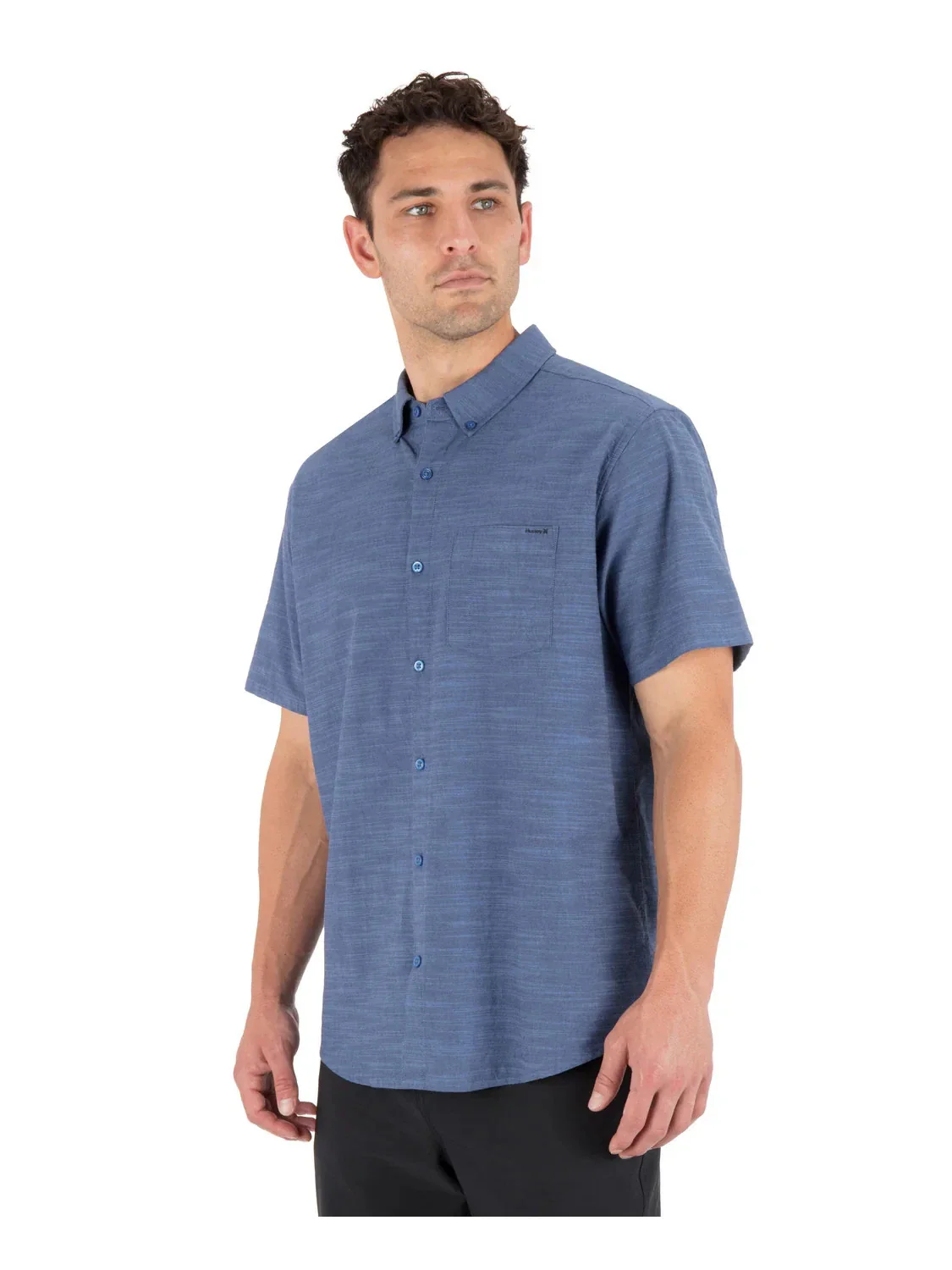 Hurley Icon Shirt Men's Obsidian Stretch Short Sleeve Button-Down DSGL1218 - Image 3