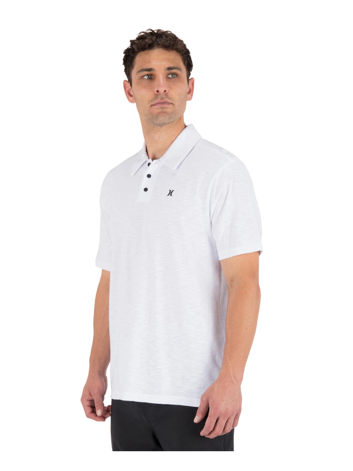 Hurley Icon Slub Polo Shirt Men's White Short Sleeve Golf Performance DSGL763 - Image 2