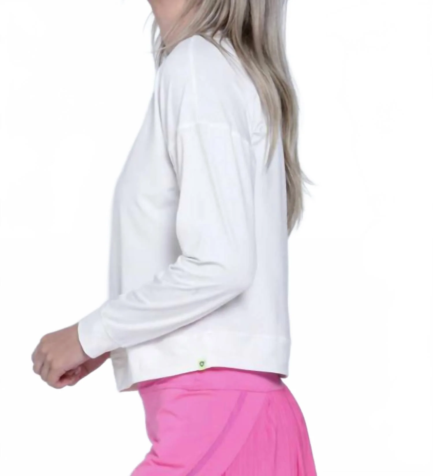 Hype Long Sleeve Top In White - Image 3