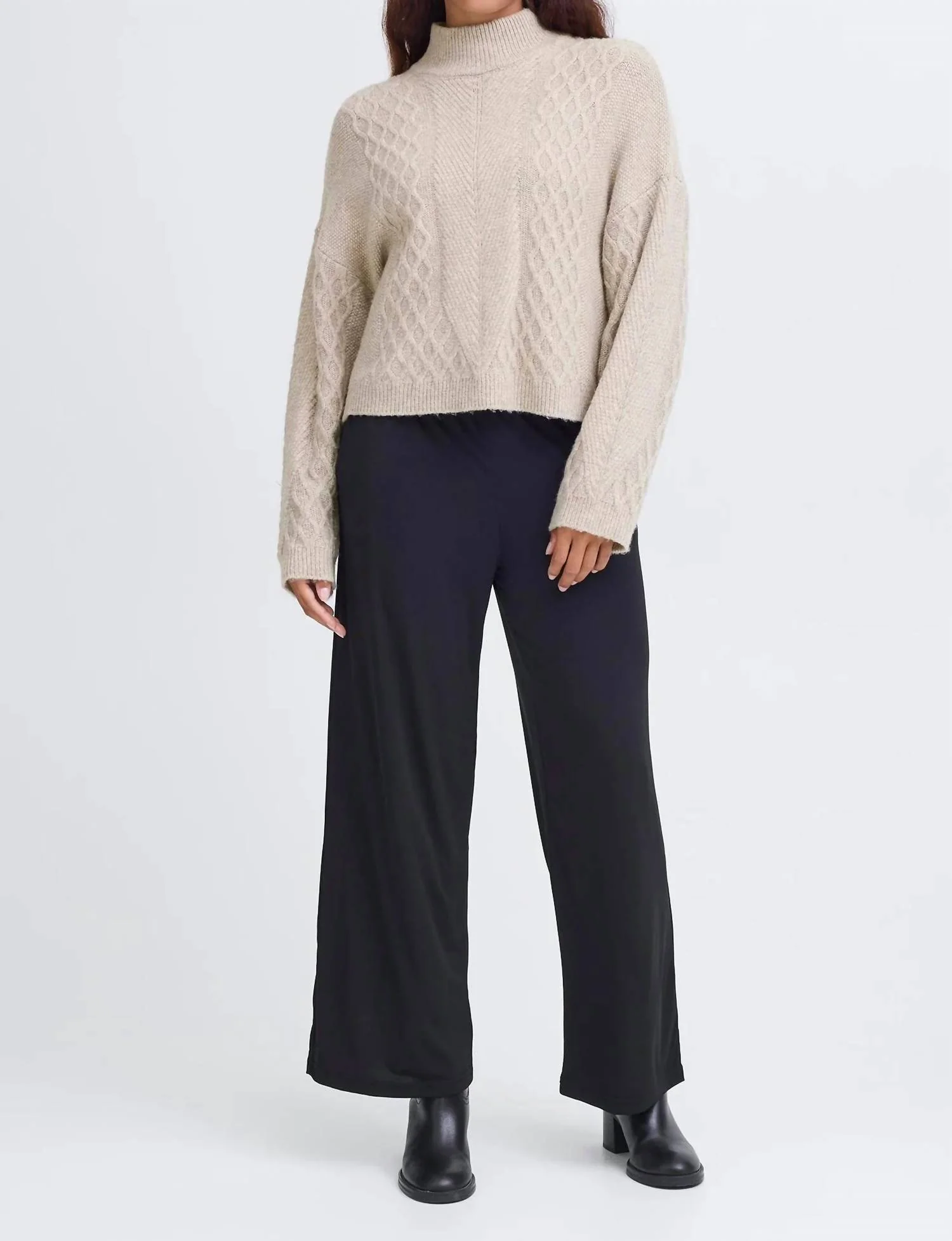 Ihmylle Mockneck Sweater In Oatmeal - Image 3