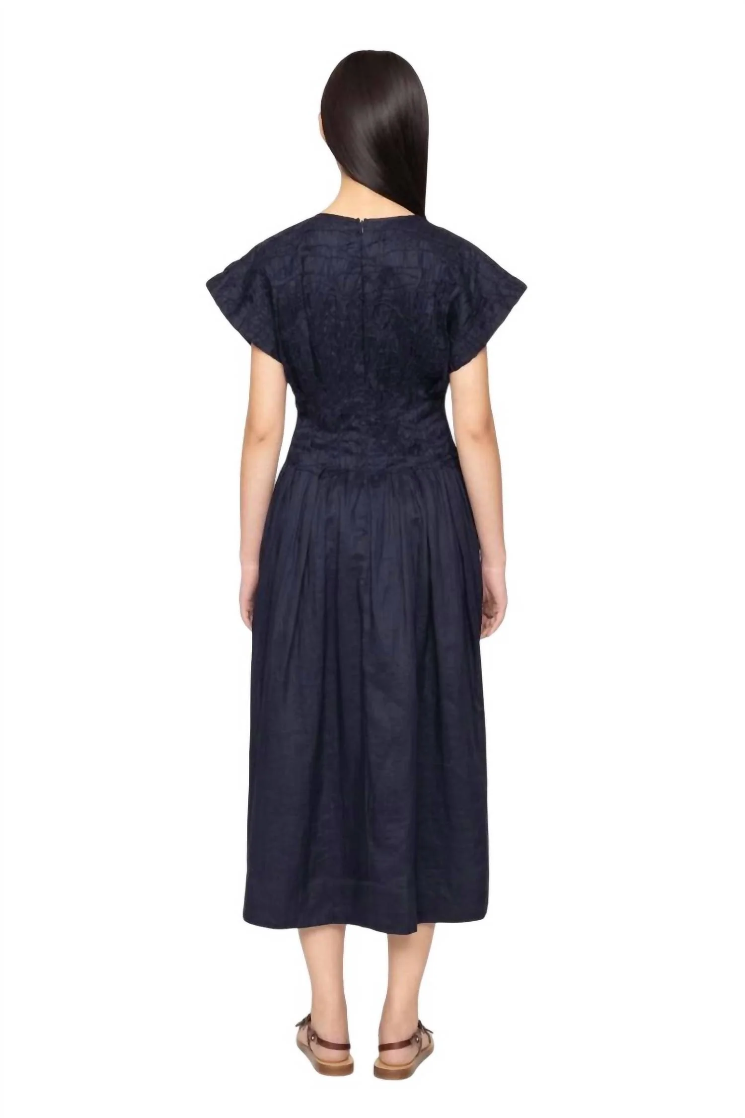 Imogen Midi Dress In Navy - Image 3