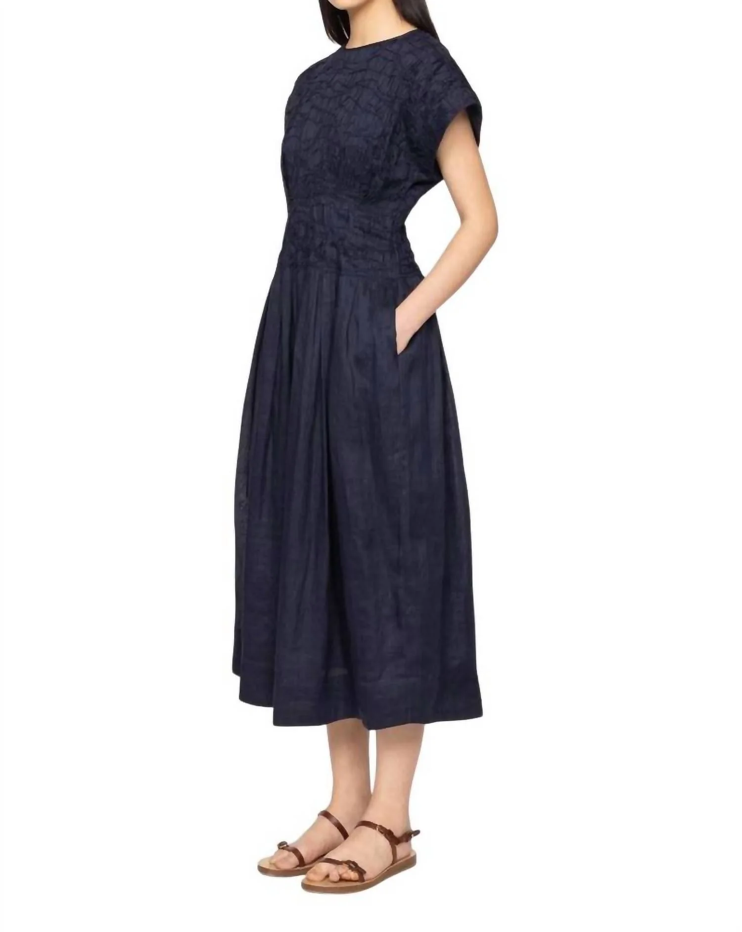 Imogen Midi Dress In Navy - Image 5