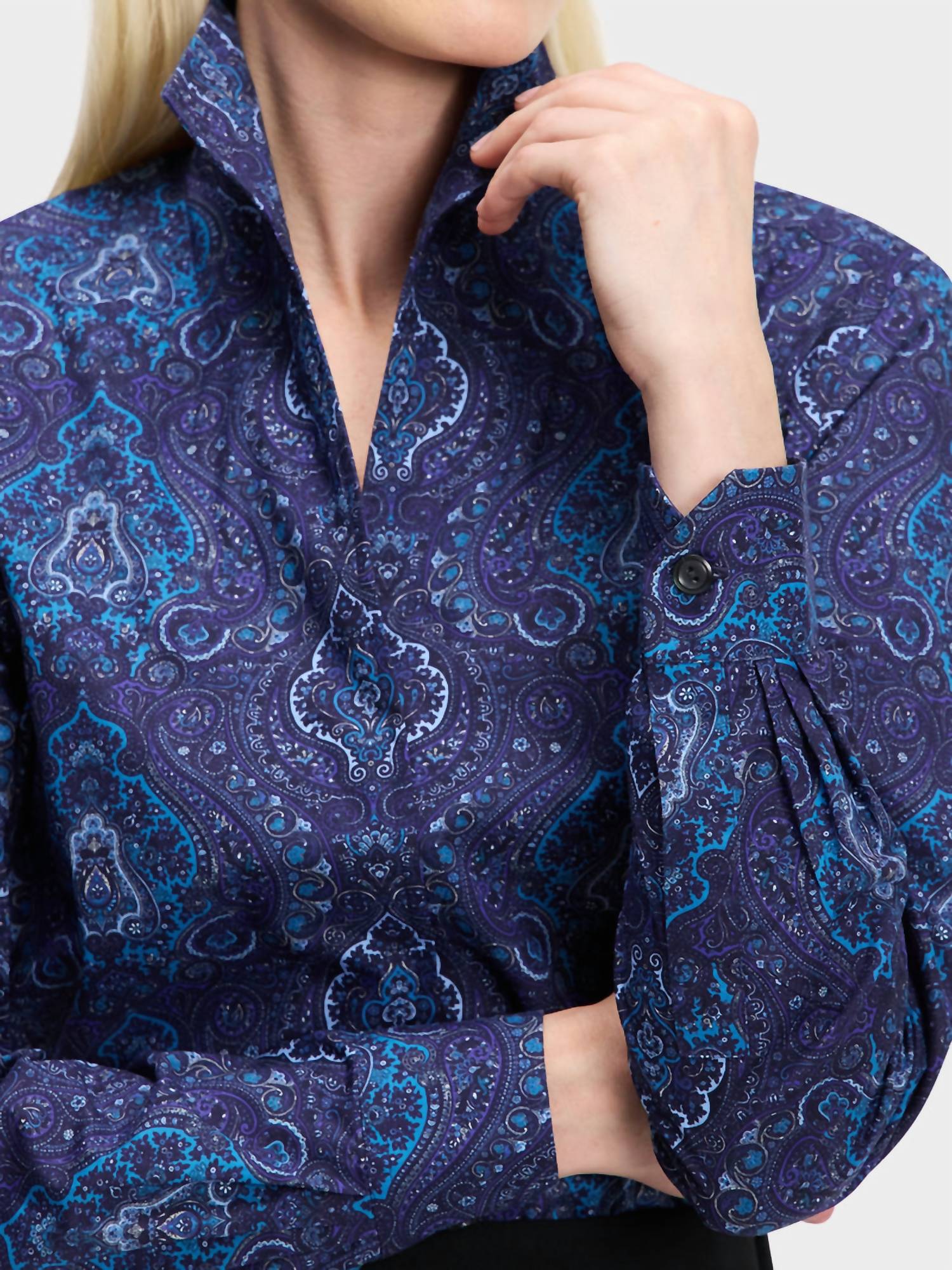 Indigo Girl Print Blouse In Blue Paisley - Image 5