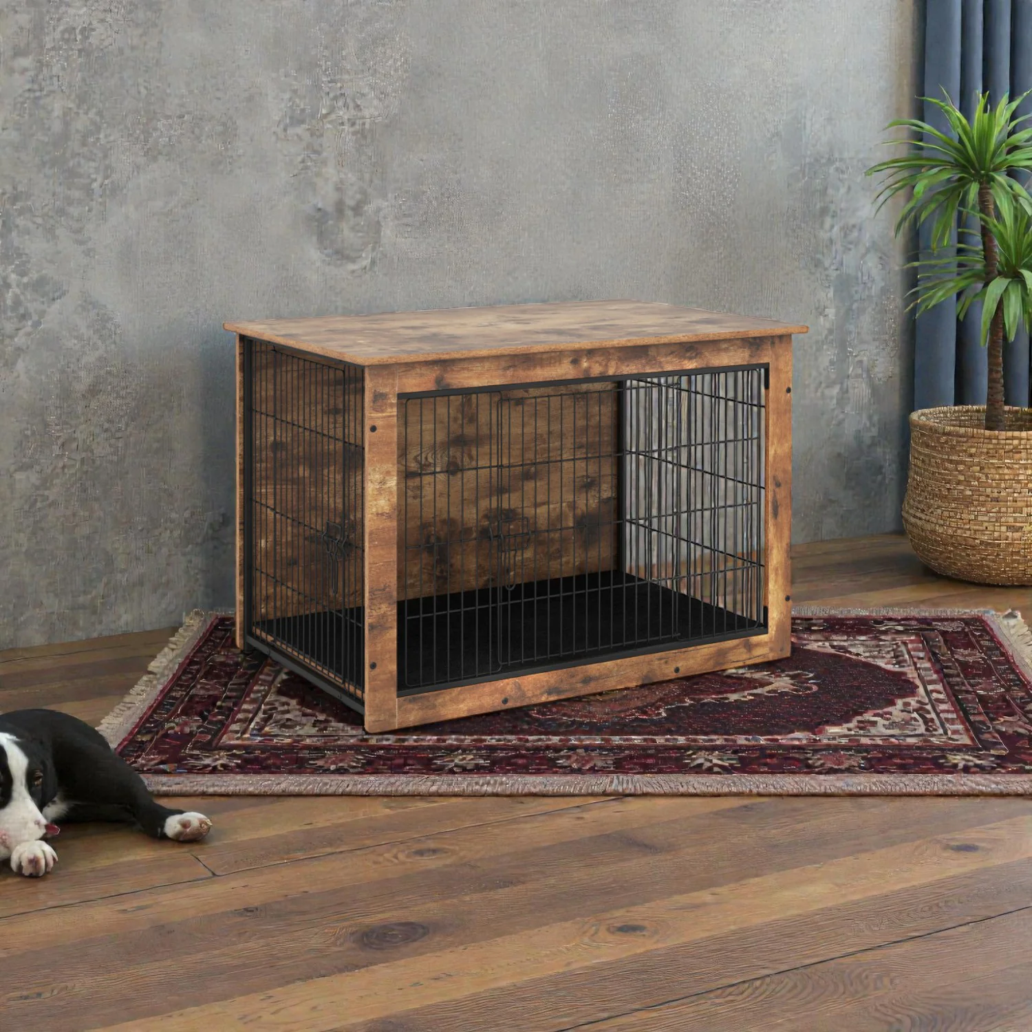 Indoor Dog Cage Table featuring Cushion Insert and Double Entry - Image 4