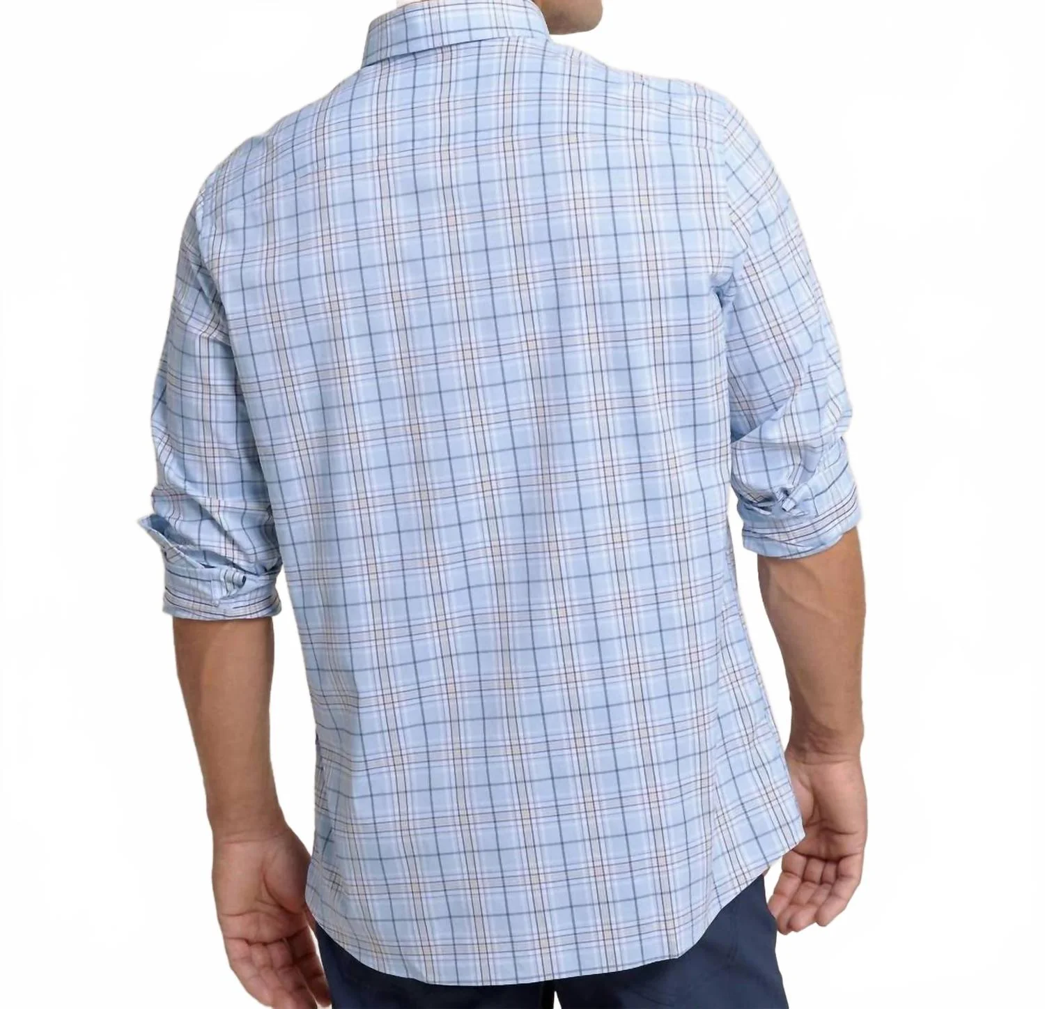 Intercoastal River Point Plaid Sport Shirt In Cerulean - Image 2