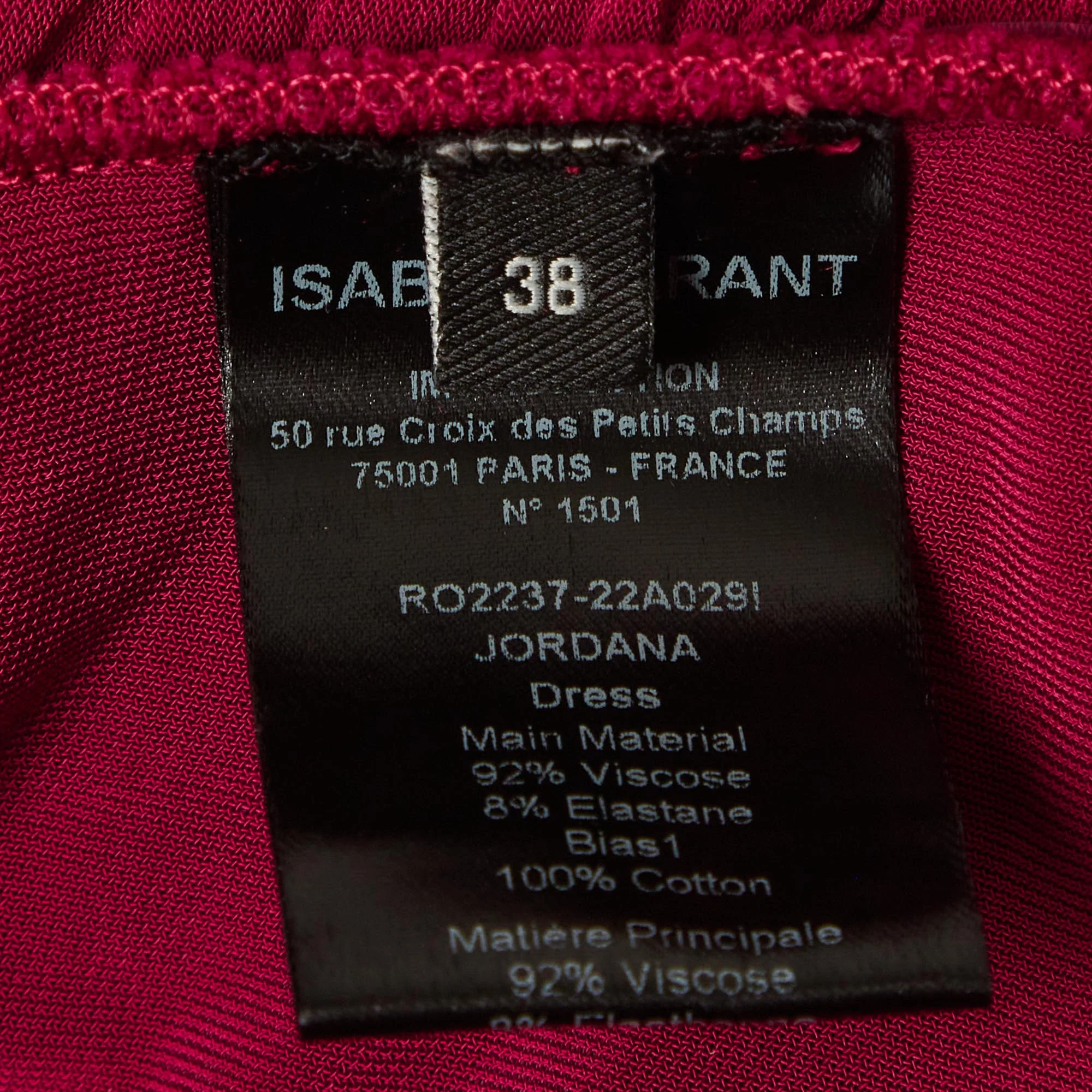 Isabel Marant Burgundy Jersey Ruched Jordana Dress - Image 6