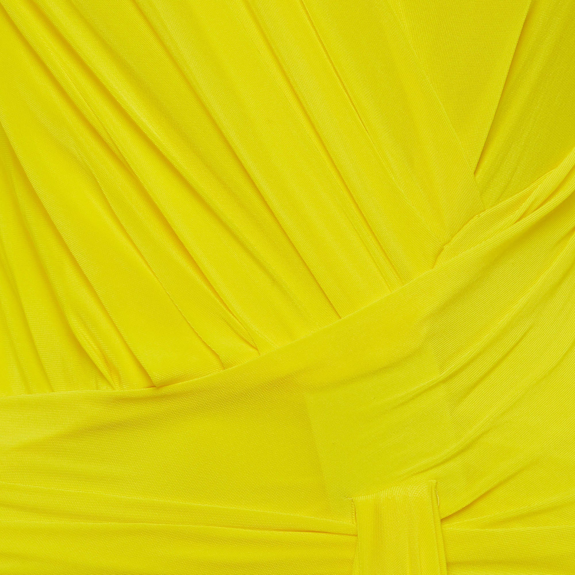 Isabel Marant Yellow Jersey Ruched Mini Dress - Image 4