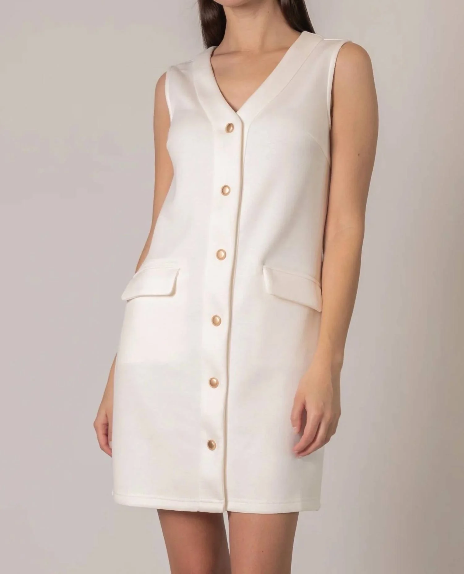 Isabel Tuxedo Dress In Ivory - Image 2