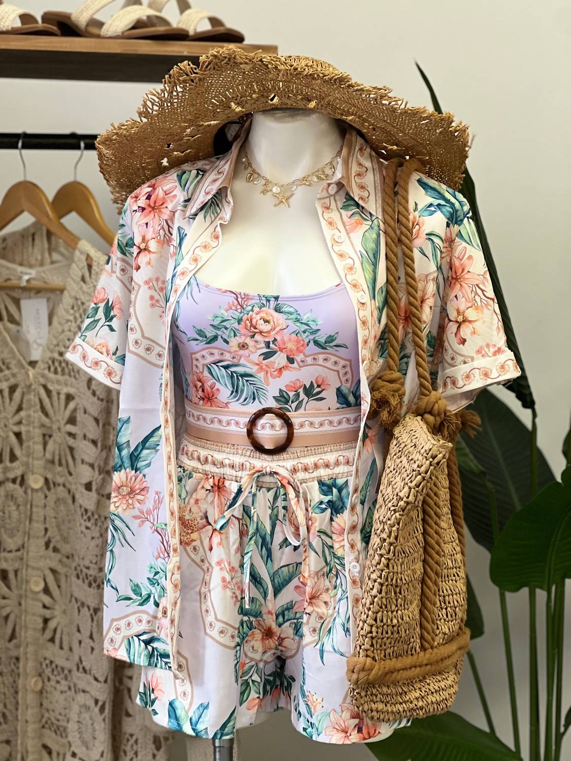 Island Shirt And Shorts Set In Lavender - Image 3
