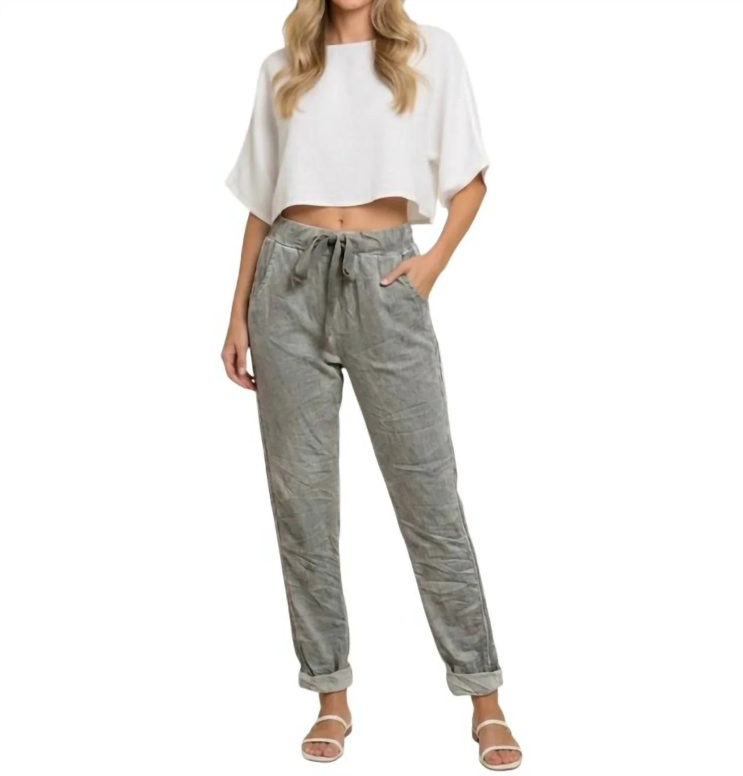 Italian Stretch Jogger Pants In Sage