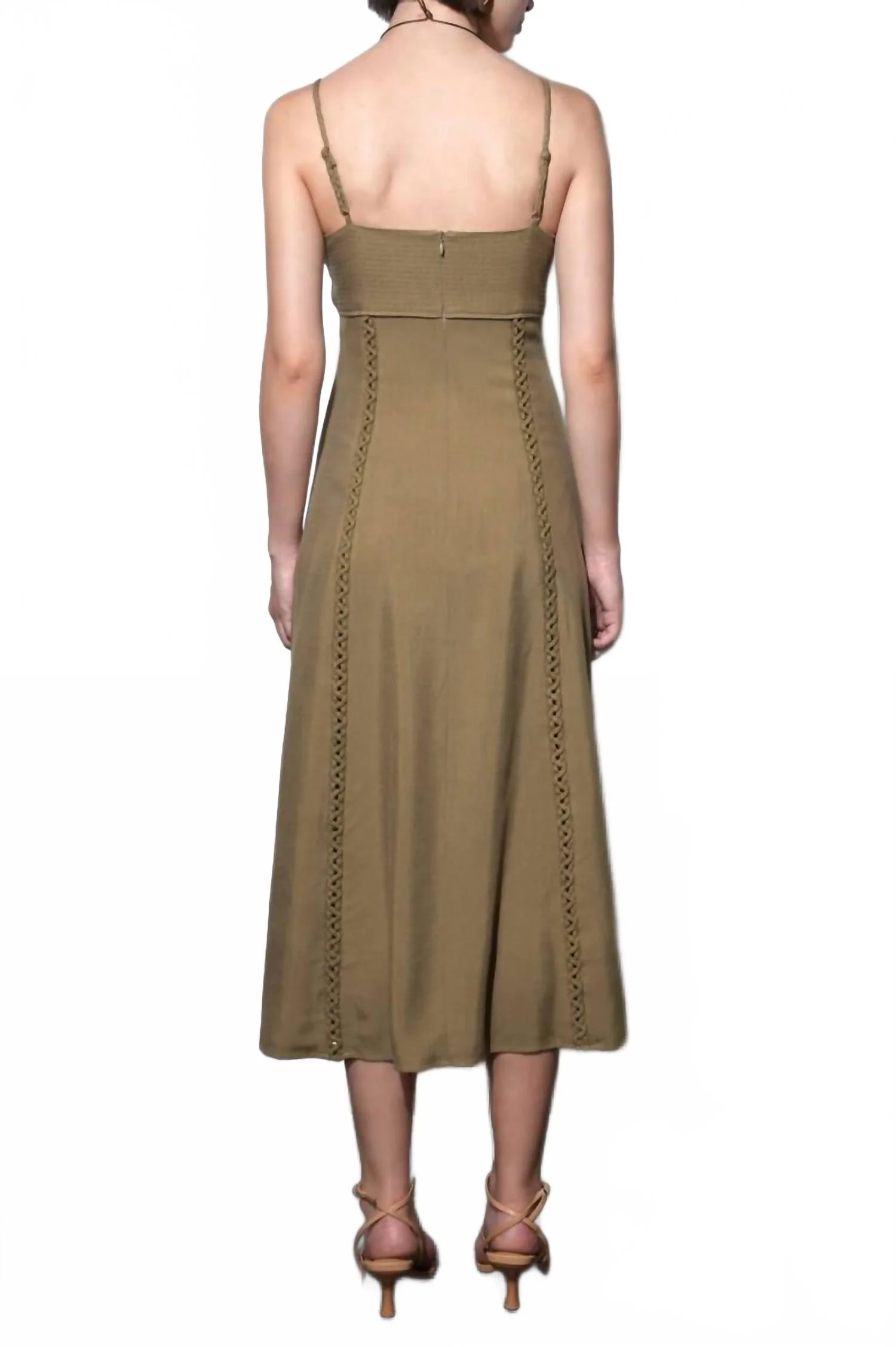 Ivy Embroidery Lace Midi Dress In Beige - Image 2