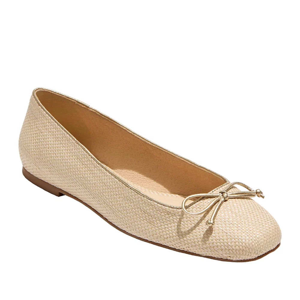 Jack Rogers Kenlyn Ballet Flats Women's Beige Square Toe Slip On HTAT1155 - Image 2