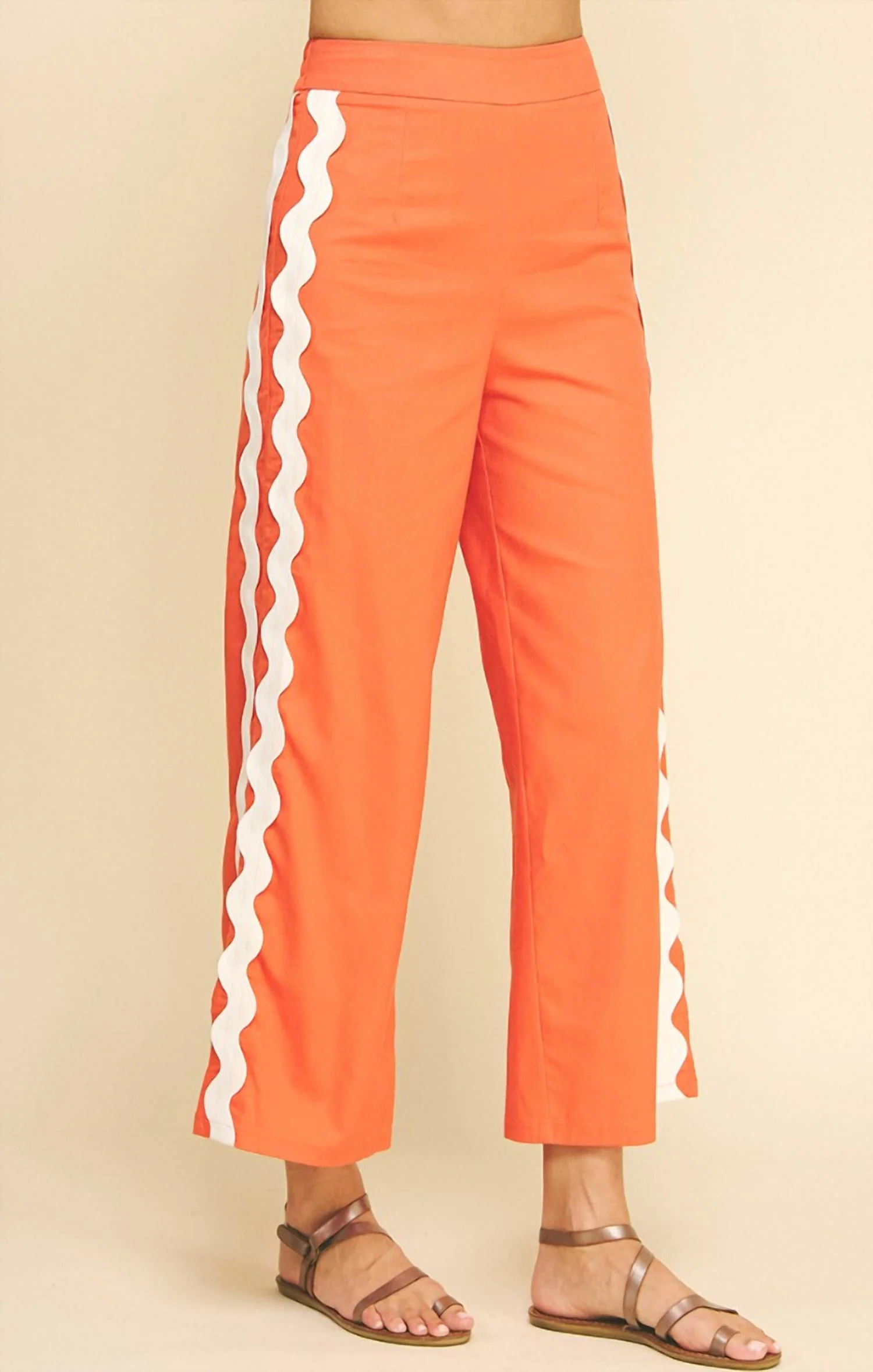 Jackie Embroidered Wide Leg Pant In Orange - Image 2