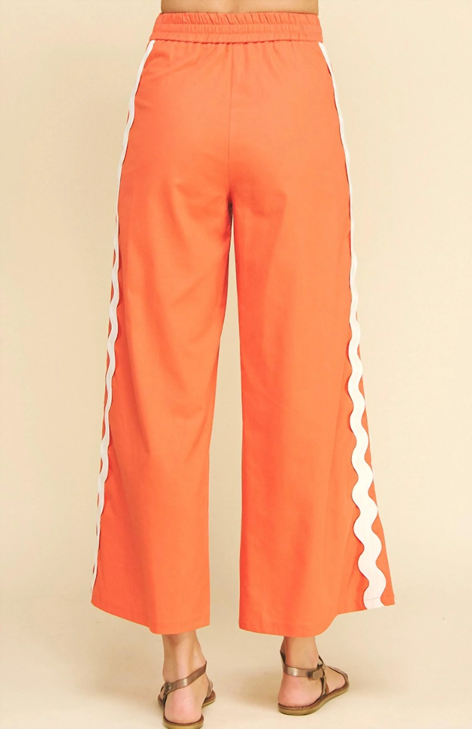 Jackie Embroidered Wide Leg Pant In Orange - Image 3