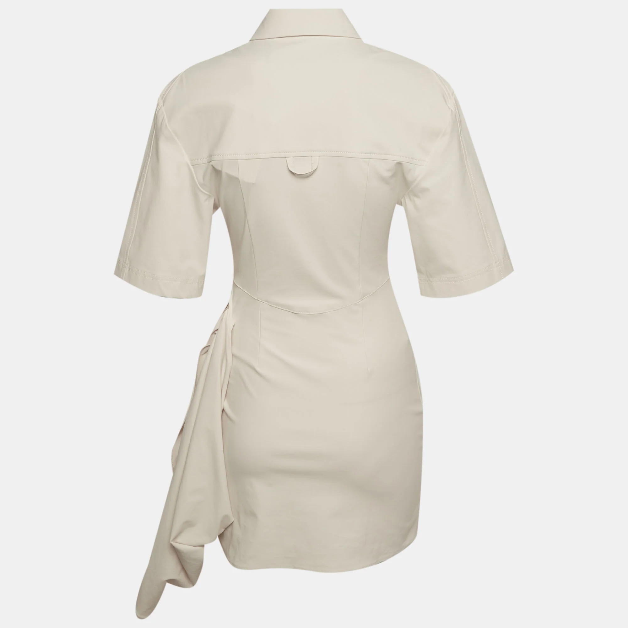 Jacquemus Cream Twill La Robe Camisa Mini Shirt Dress - Image 3