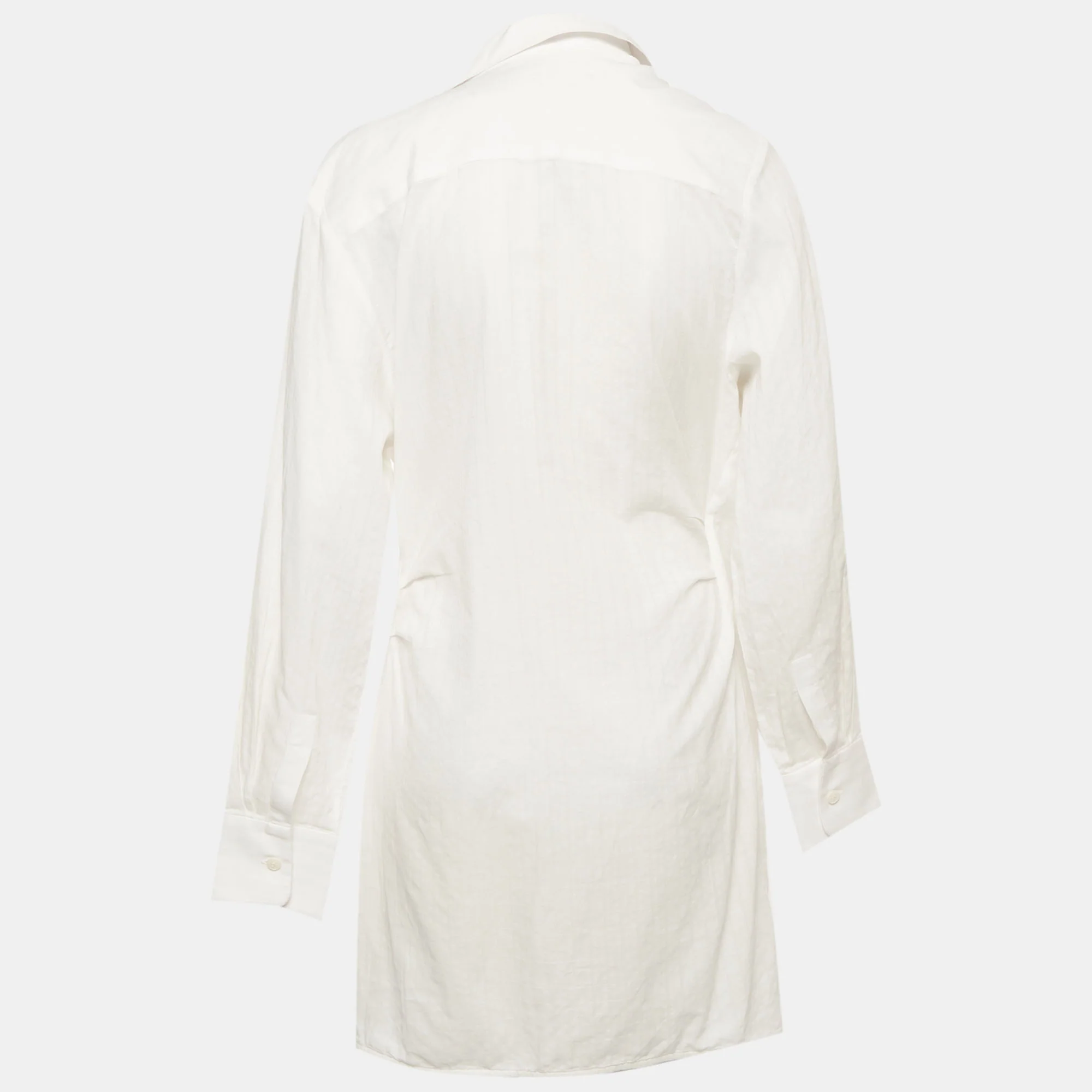Jacquemus Le Coup De Soleil White Stripe Cotton Plunge Neck Mini Dress - Image 2