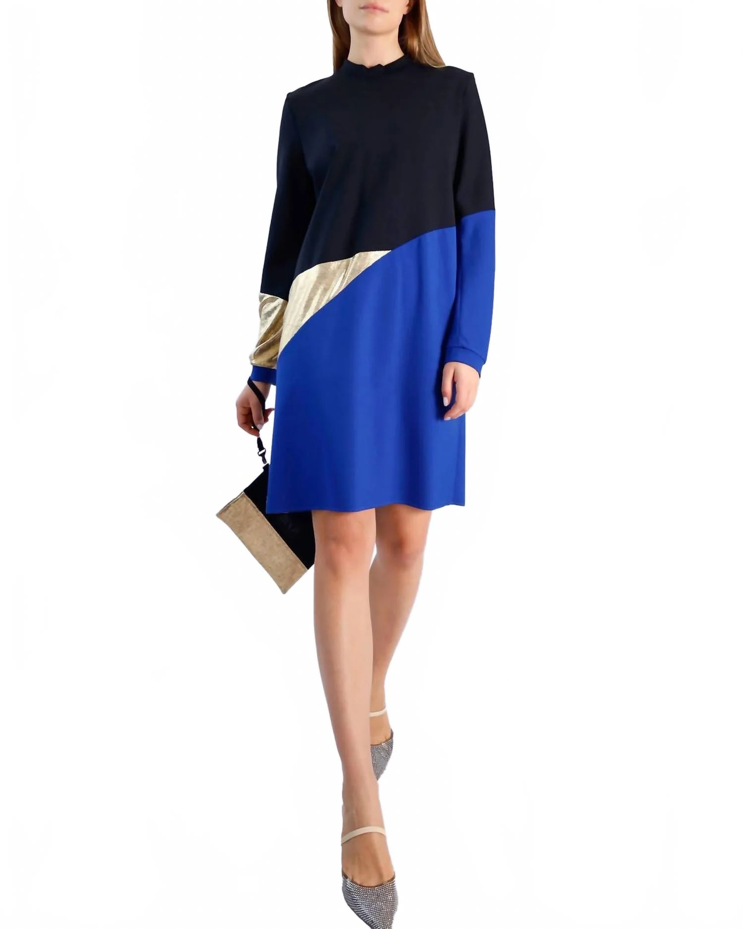 Jael Mini Dress In Black/gold/blue