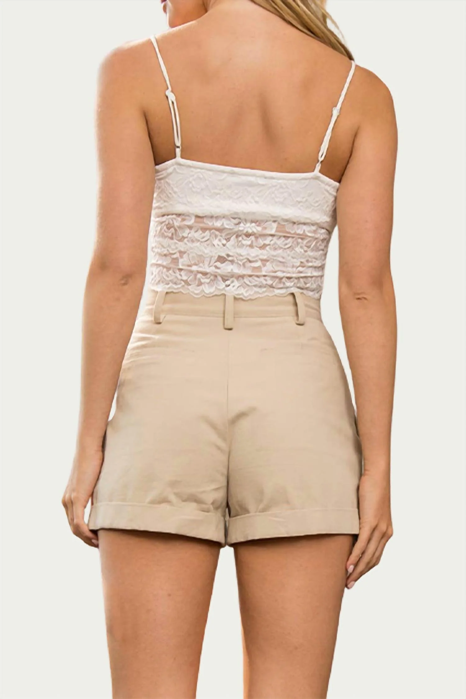 Jane Exposed-Pocket Cotton-Twill Shorts In Taupe - Image 2