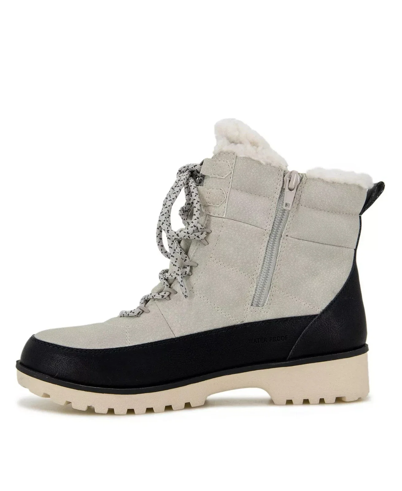 JBU Alaska Boots Womens Stone White Faux Sherpa Waterproof Round Toe RHS5781 - Image 3