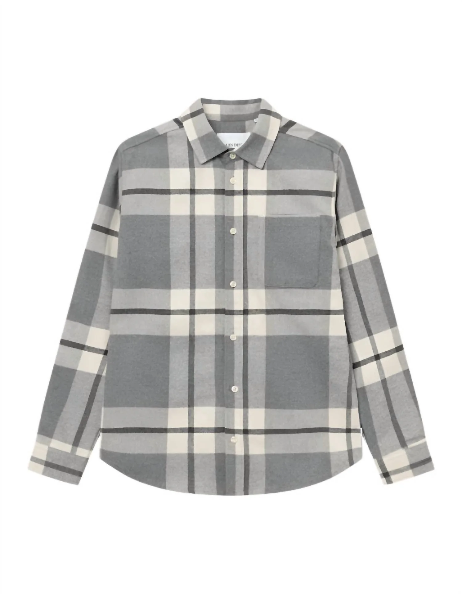 Jeremy Flannel Short Sleeve Button Down Shirt In Snow & Light Grey Melange - Image 3