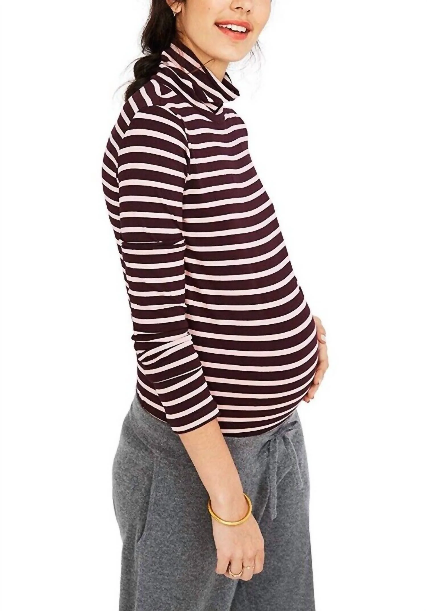 Jersey Turtleneck Sweater In Taylor/rose - Image 3