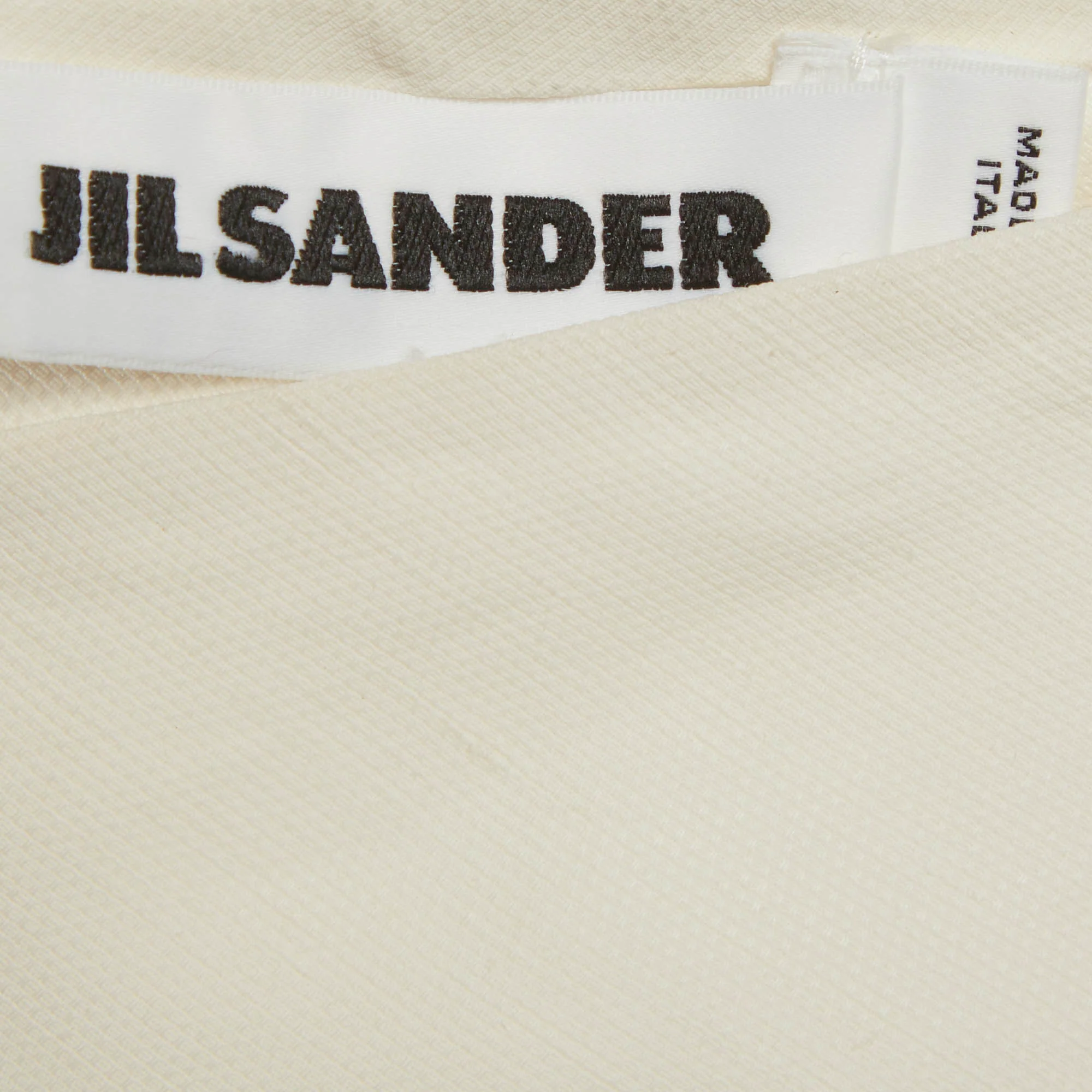 Jil Sander White Linen Curved Sleeve V-Neck Midi Dress - Image 5