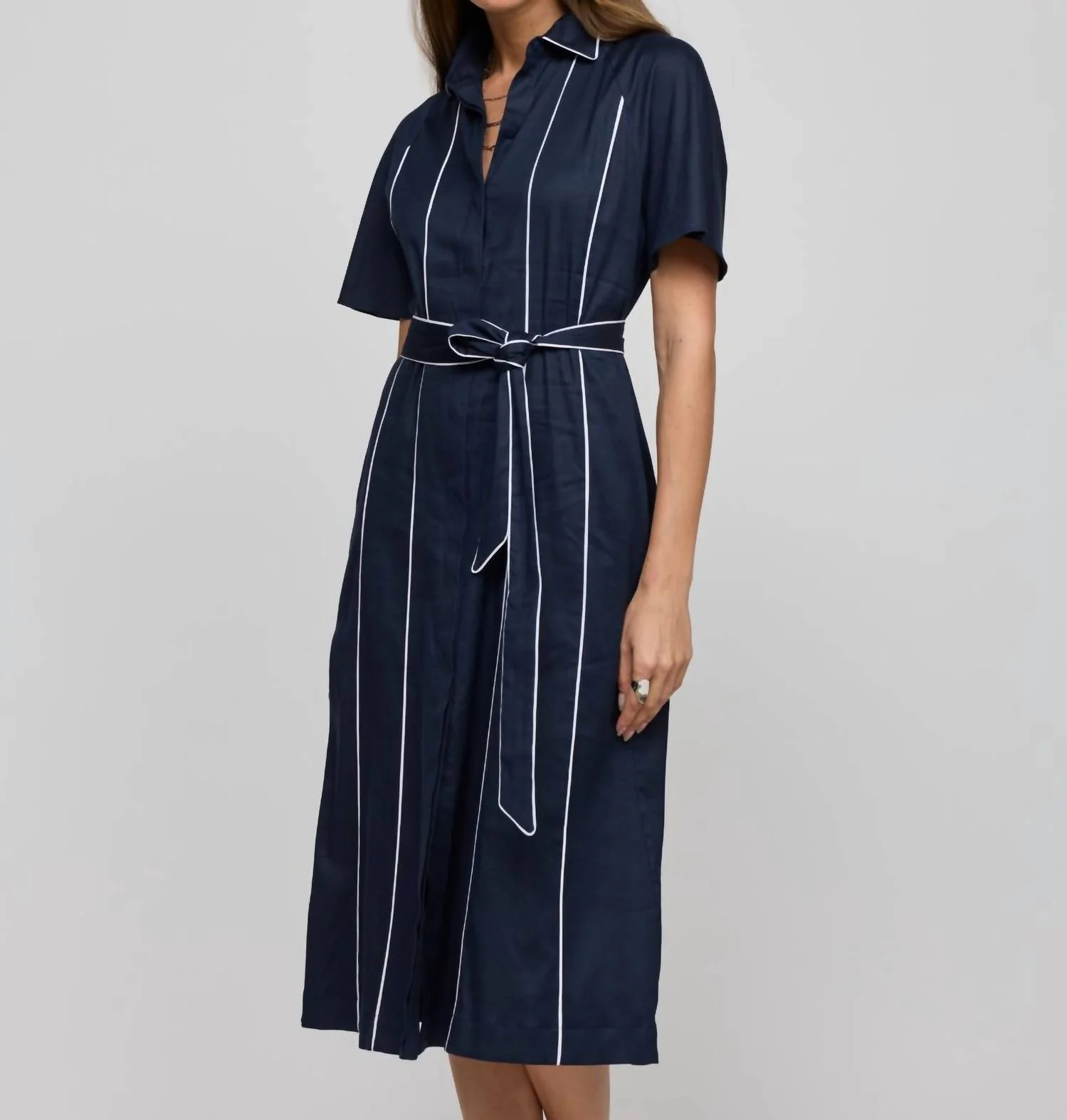 Joanna Elbow Sleeve Dress In Navy - Image 3