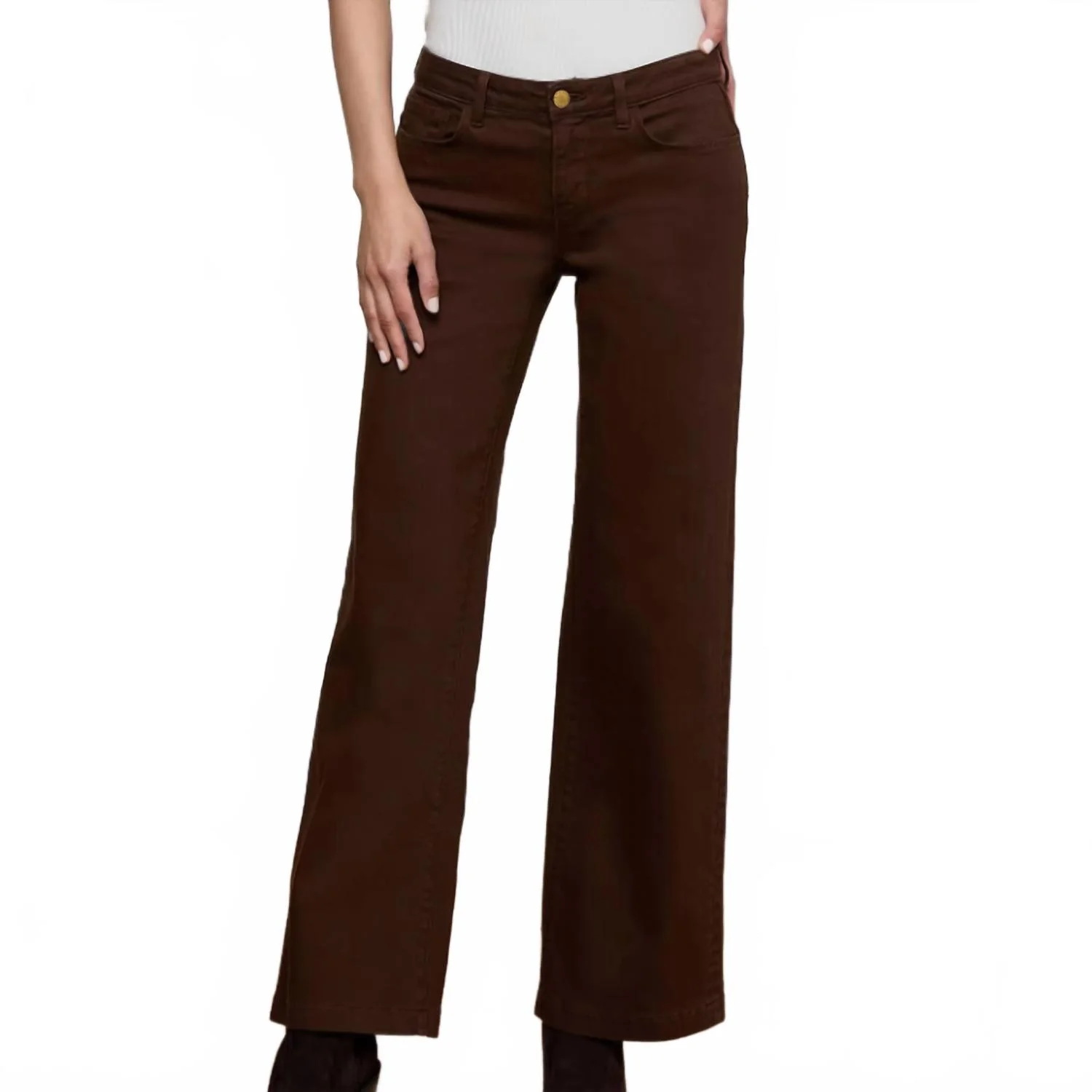Joanne Low Rise Wide Leg Jean In Brown