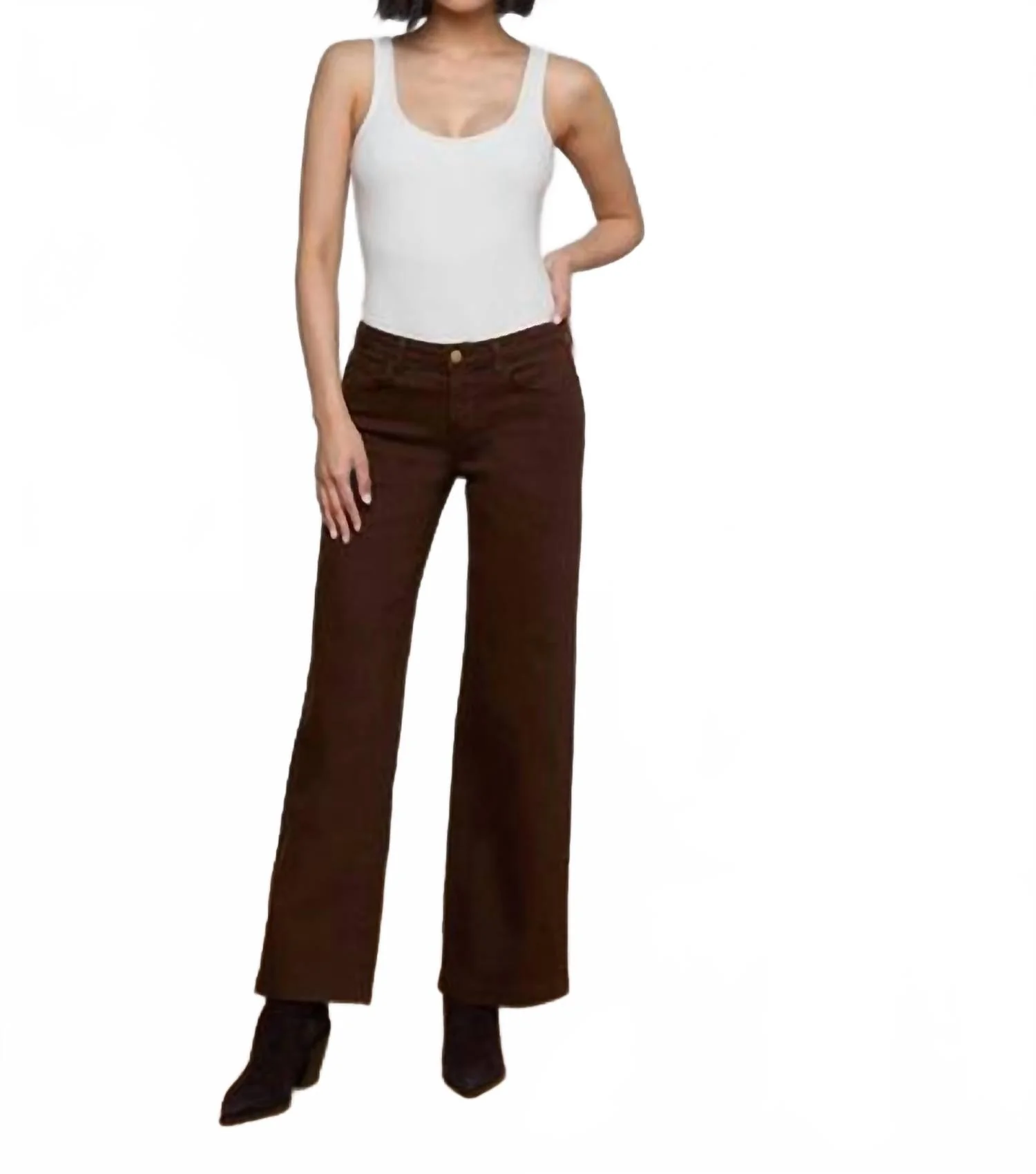 Joanne Low Rise Wide Leg Jean In Brown - Image 4