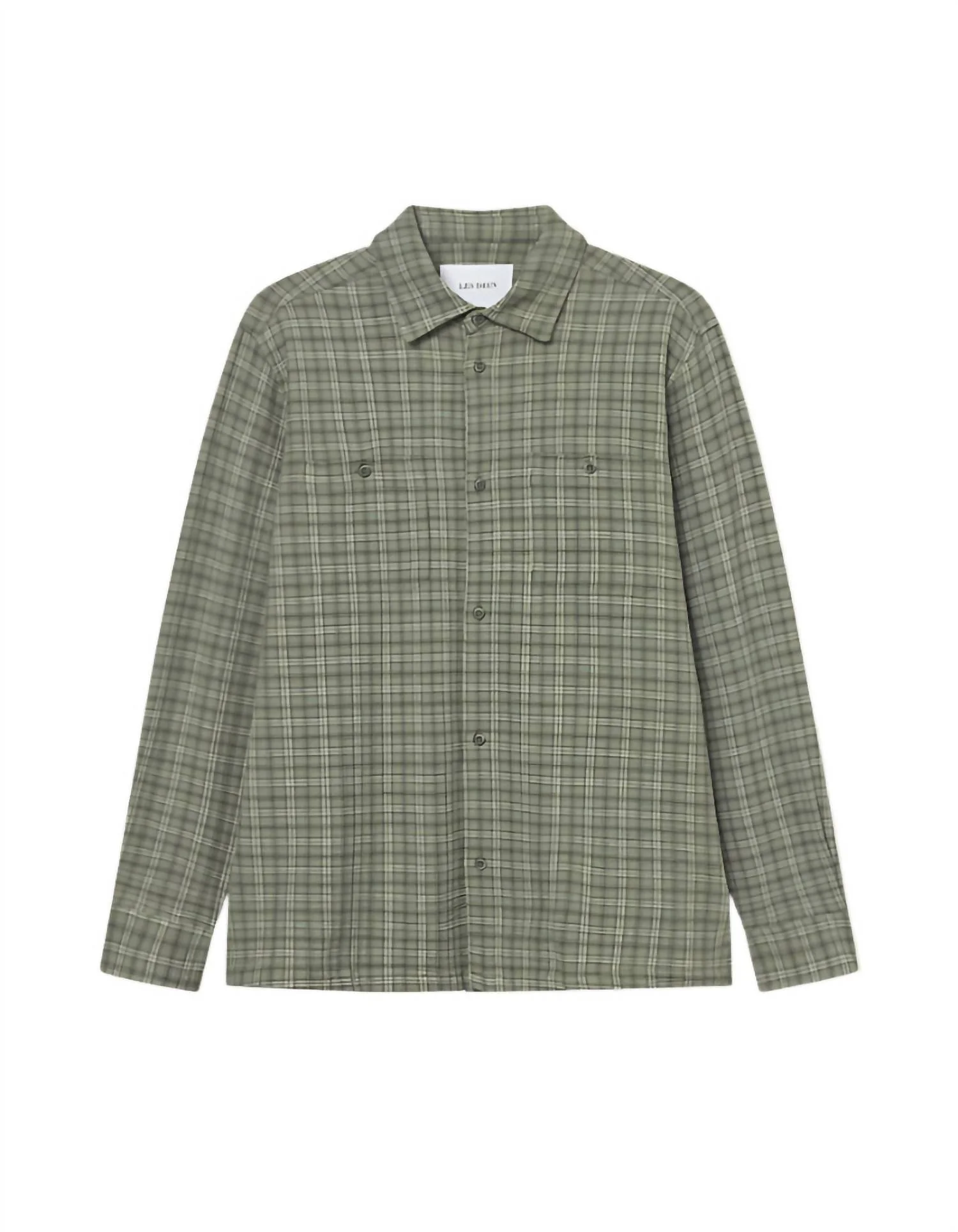 John Check Long Sleeve Shirt In Olive Night - Image 2