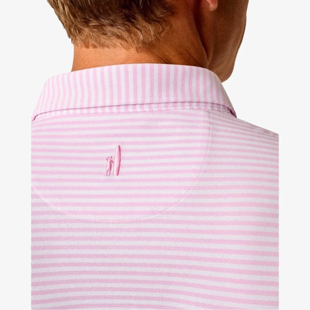 Johnnie-O Polo Shirt Men's Pink Stetson Stripe Mesh Golf Performance DSGL761 - Image 5