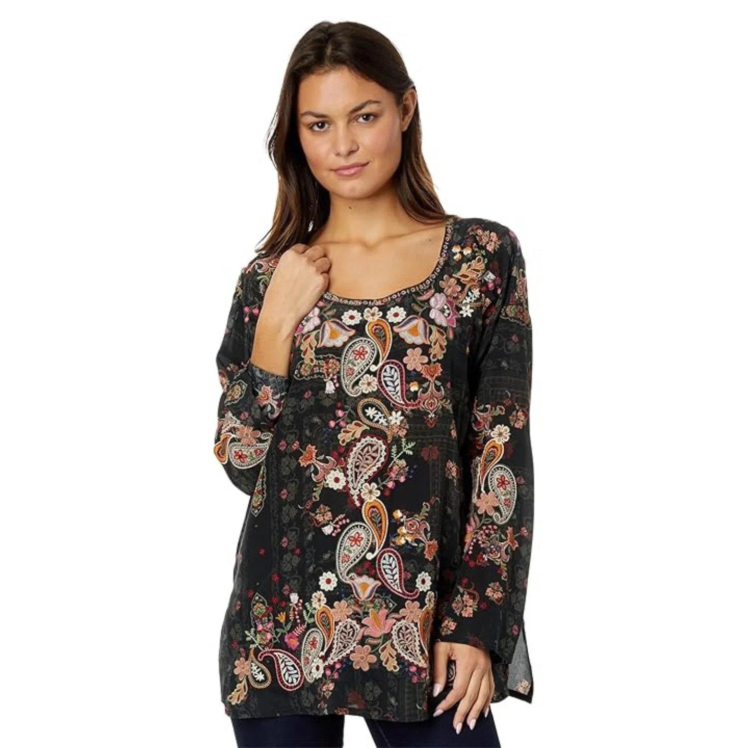 Johnny Was Lori Blouse Women's Multicolor Embroider Scoop Neck GBO2295 - Image 3