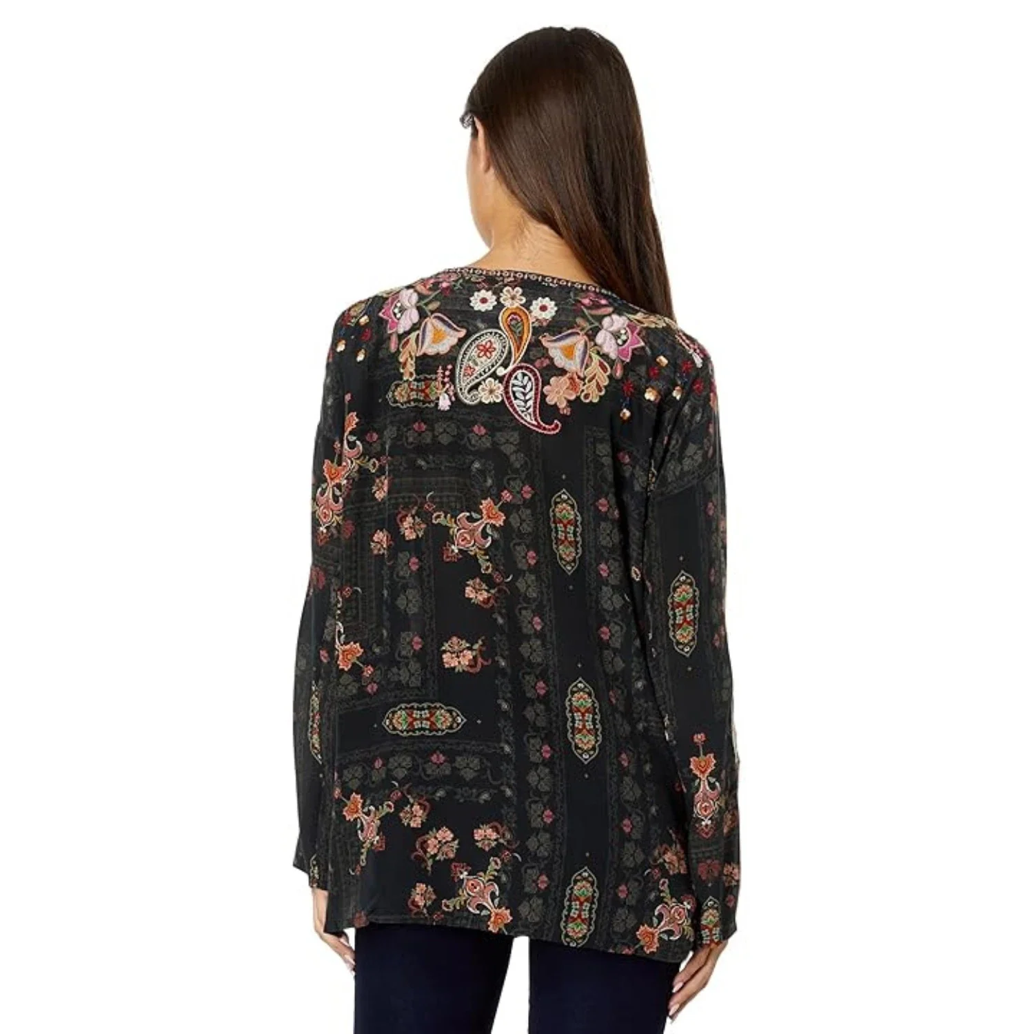 Johnny Was Lori Blouse Women's Multicolor Embroider Scoop Neck GBO2295 - Image 4