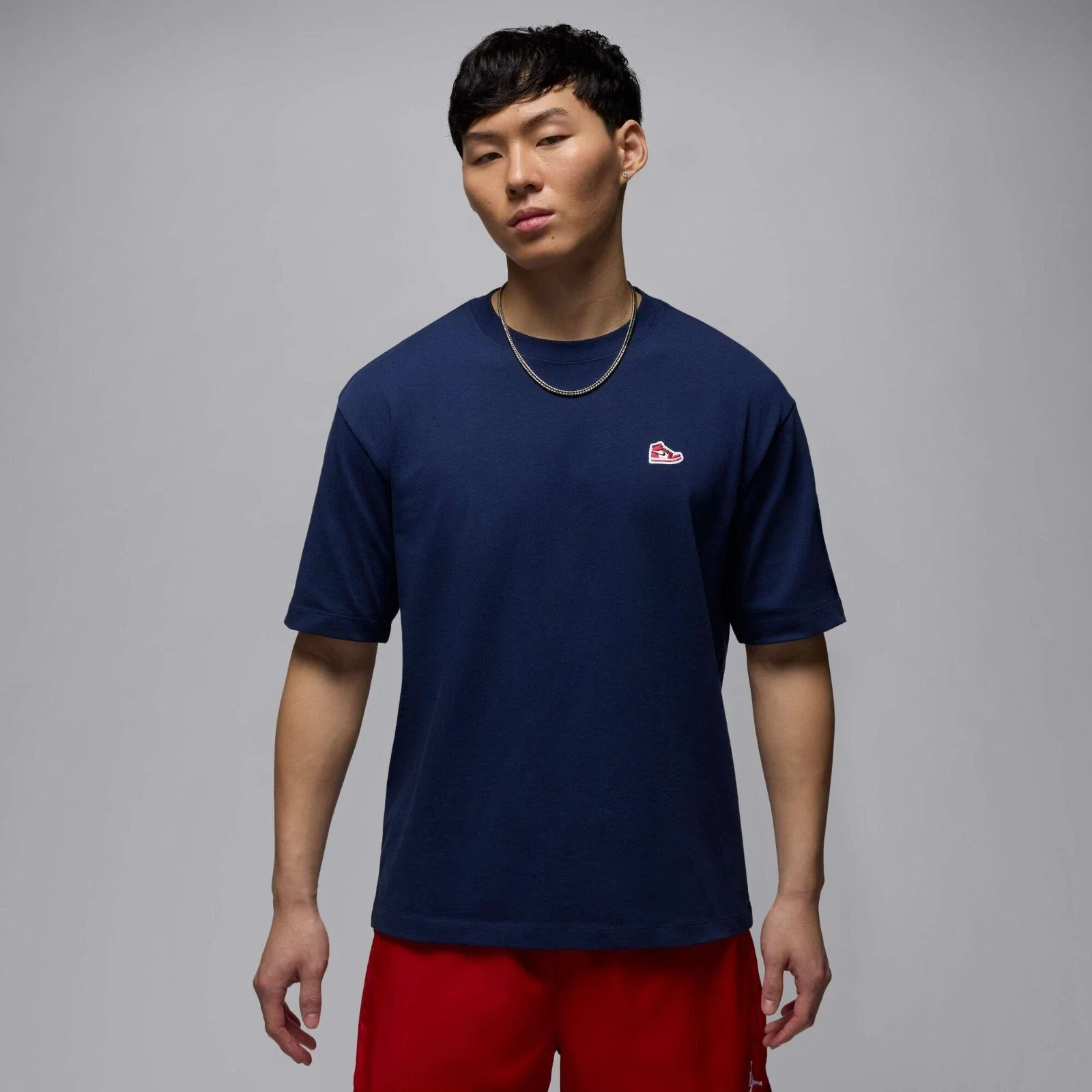 Jordan Brand T-Shirt Mens Midnight Navy Sneaker Patch 100% Cotton DSGL917