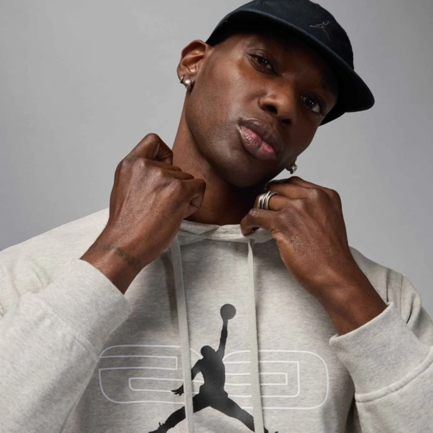 Jordan Sport Crossover Hoodie Men's Gray Heather Fleece Pullover Active DSGL102 - Image 4
