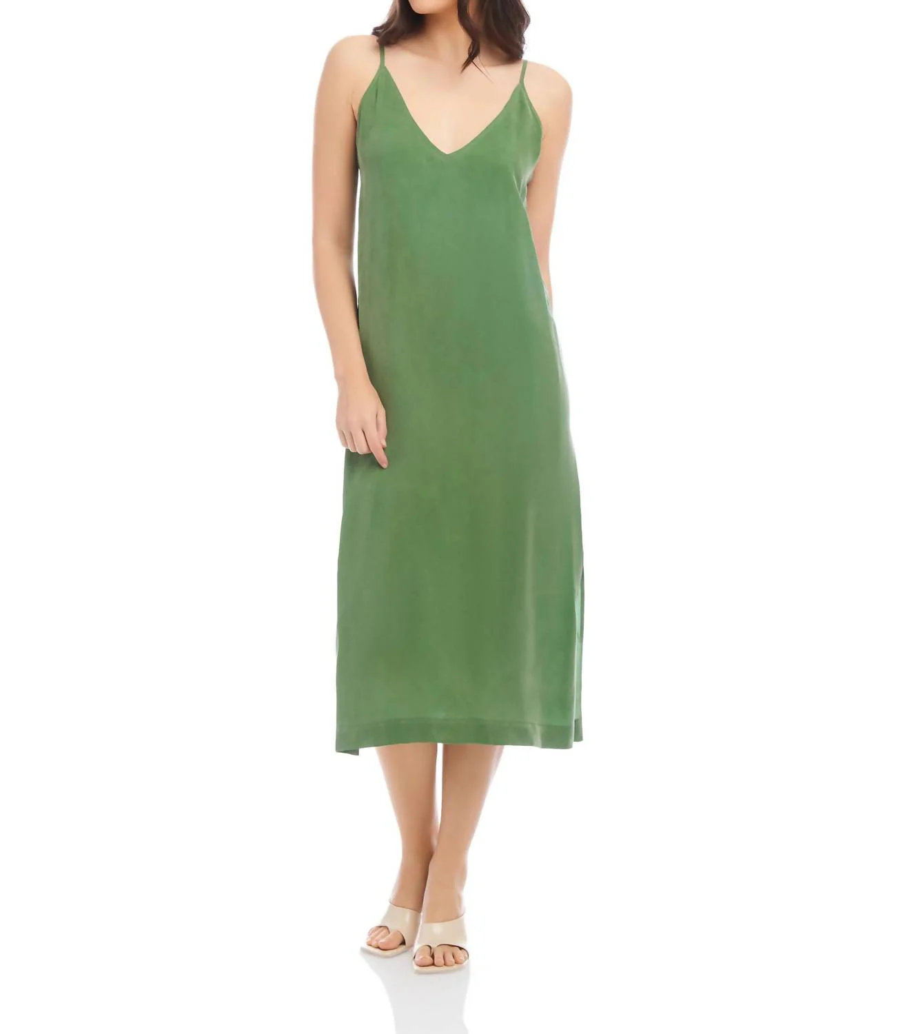 Jordyn Side Slit Midi Dress In Jade