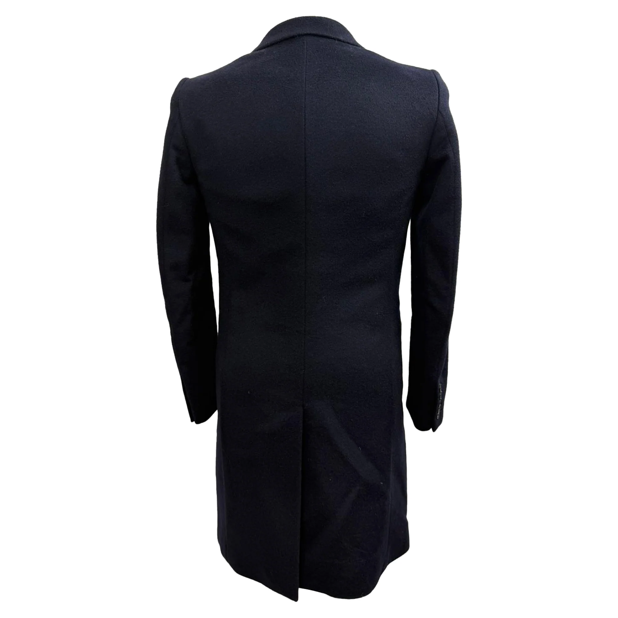 Joseph Single-Breasted Coat with Pockets in Navy Blue Wool - Image 4