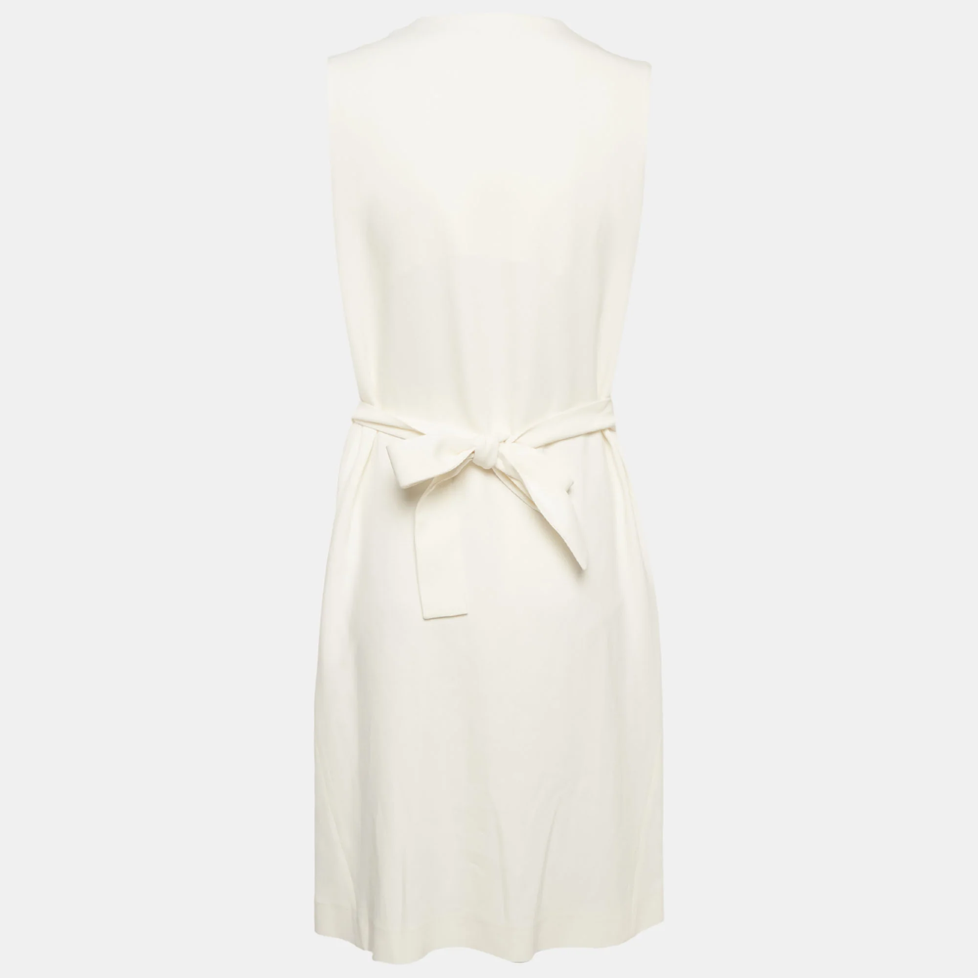 Joseph White Stretch Crepe Sleeveless Wrap Around Dress - Image 3