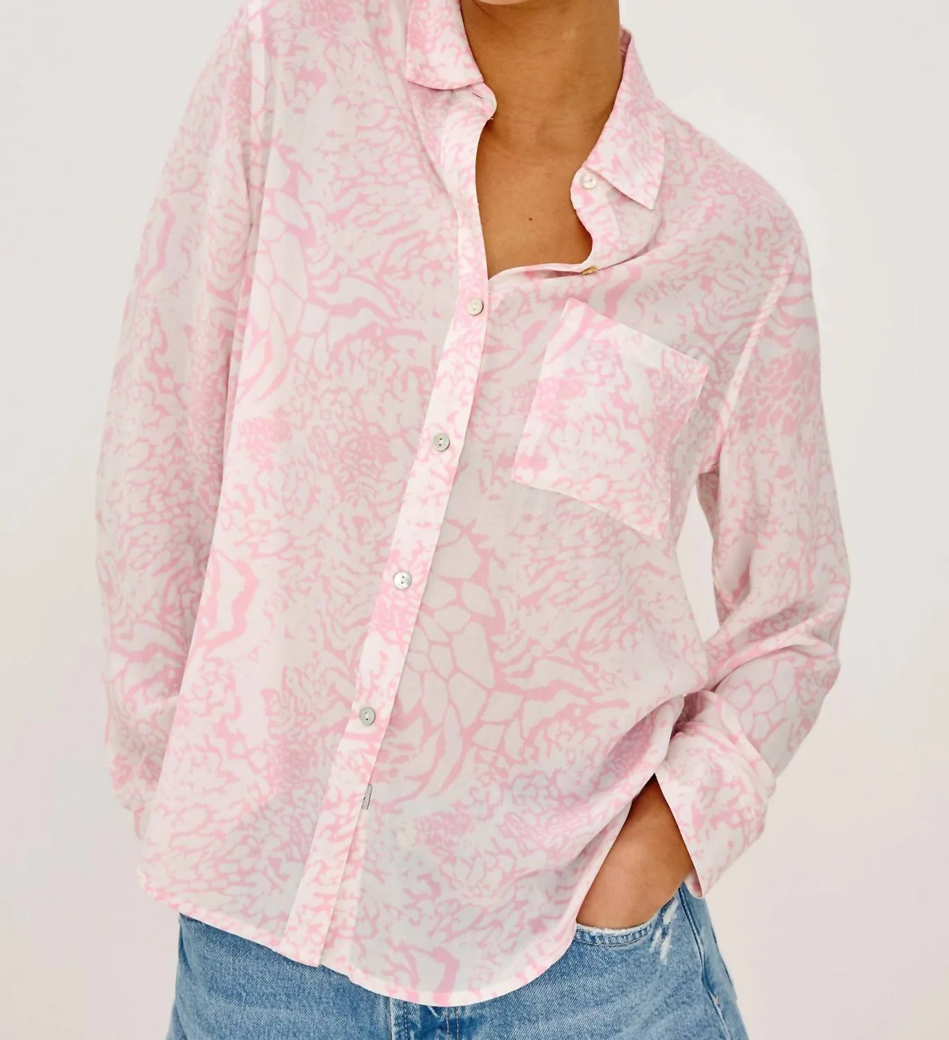Josephine Button Down Shirt In Pink Mixed Animal - Image 3