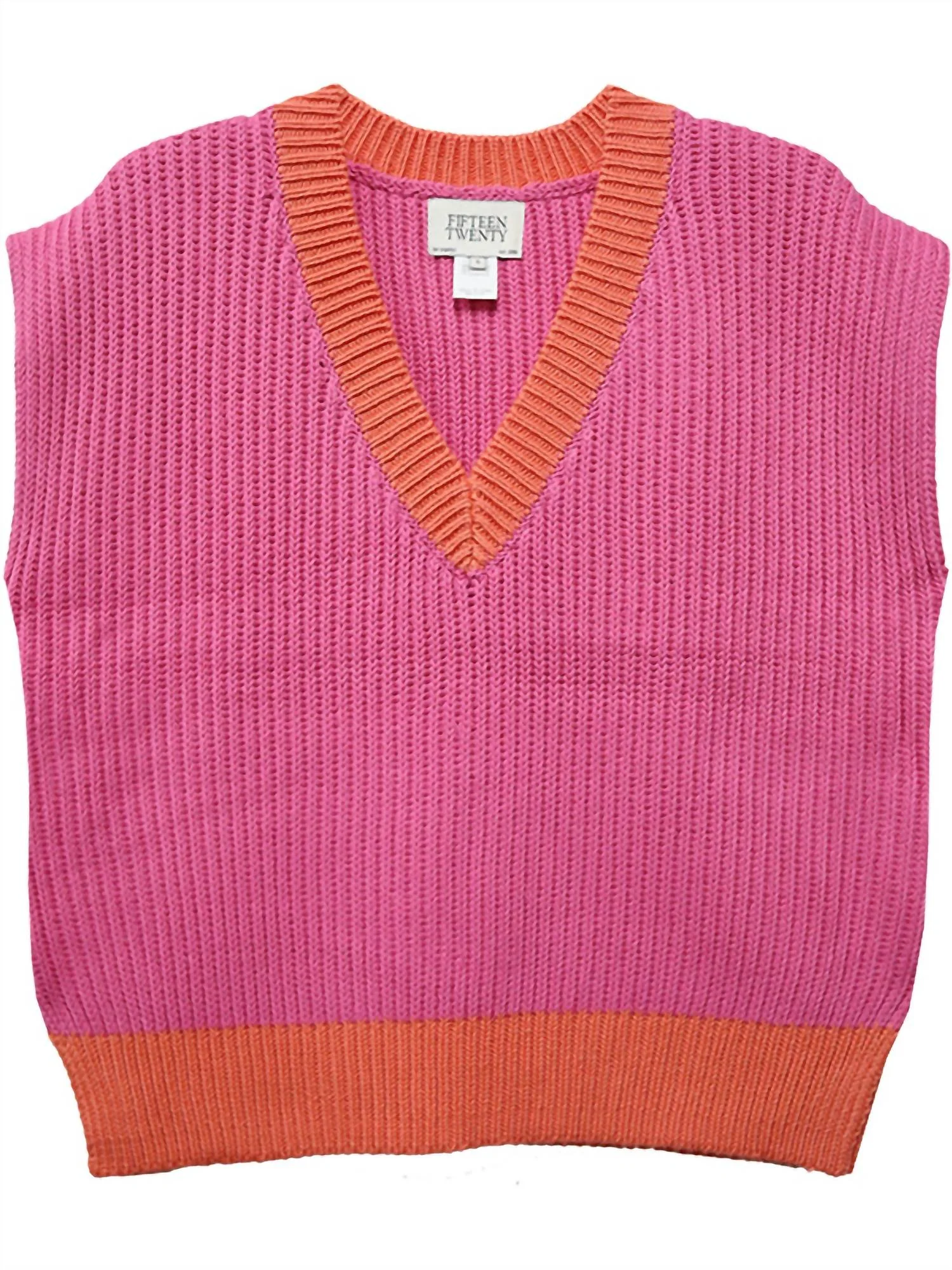 Jules Sweater Vest In Pink/orange - Image 3