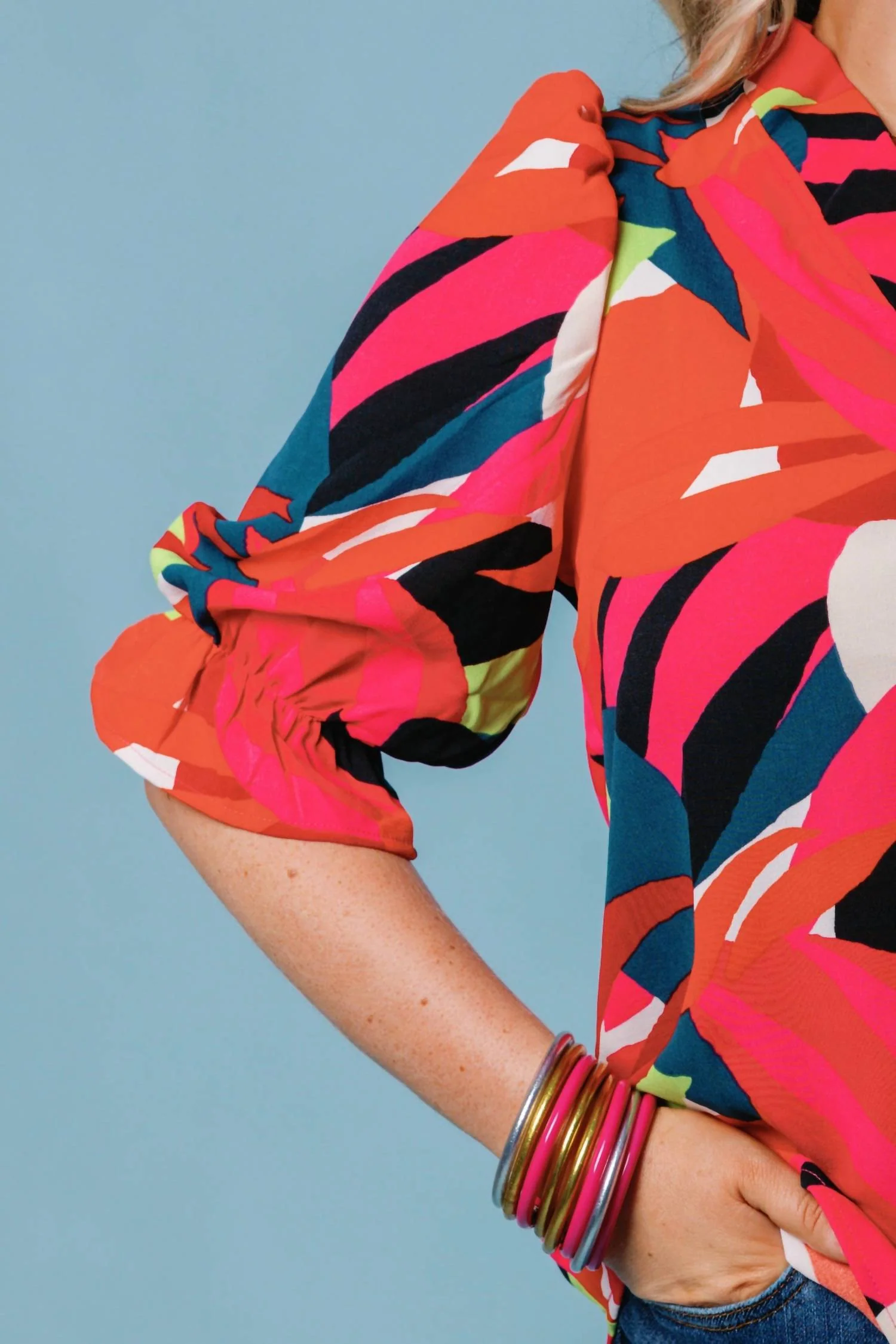 Julie Bombshell Blouse In Multi - Image 3